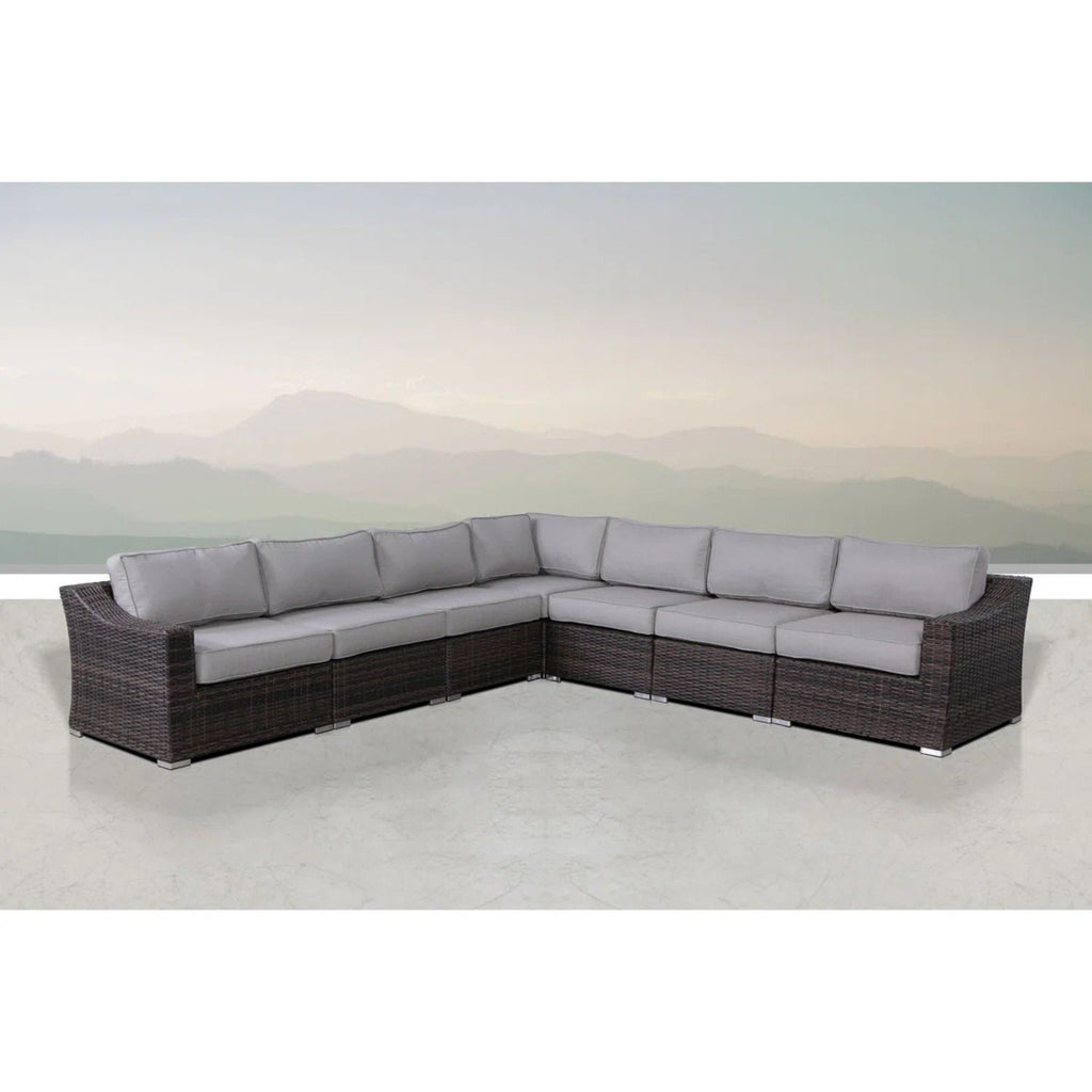 Contemporary Outdoor Rattan Wicker Sectional Seating Group With Cushions