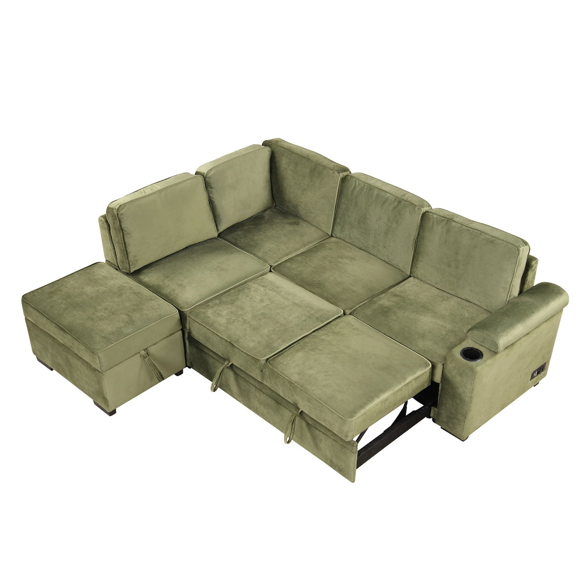 Sleeper Sofa Bed, 2 In 1 Pull Out Sofa Bed L Shape Couch With Storage Ottoman For Living Room, Bedroom Couch And Small Apartment