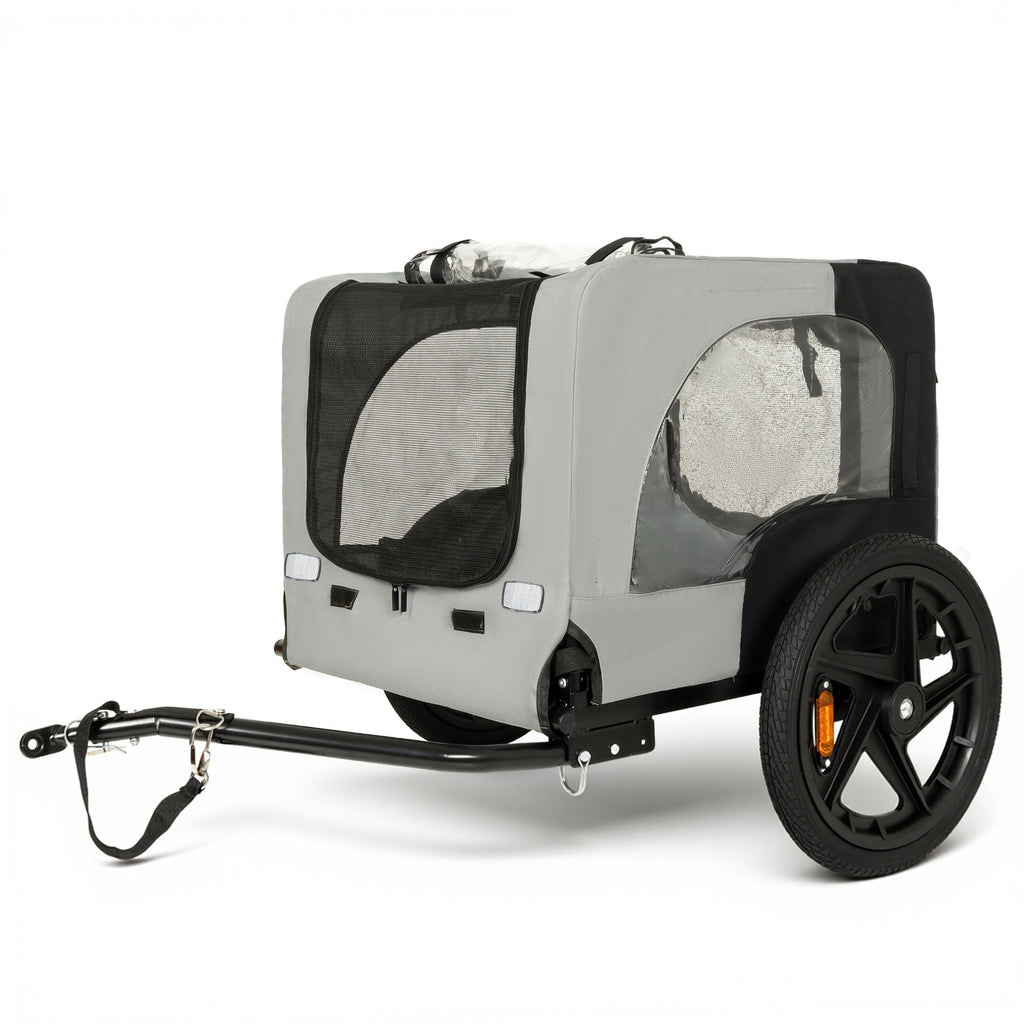 Outdoor Heavy Duty Collapsible Pet Bike Trailer with 16-Inch All-Terrain Wheels