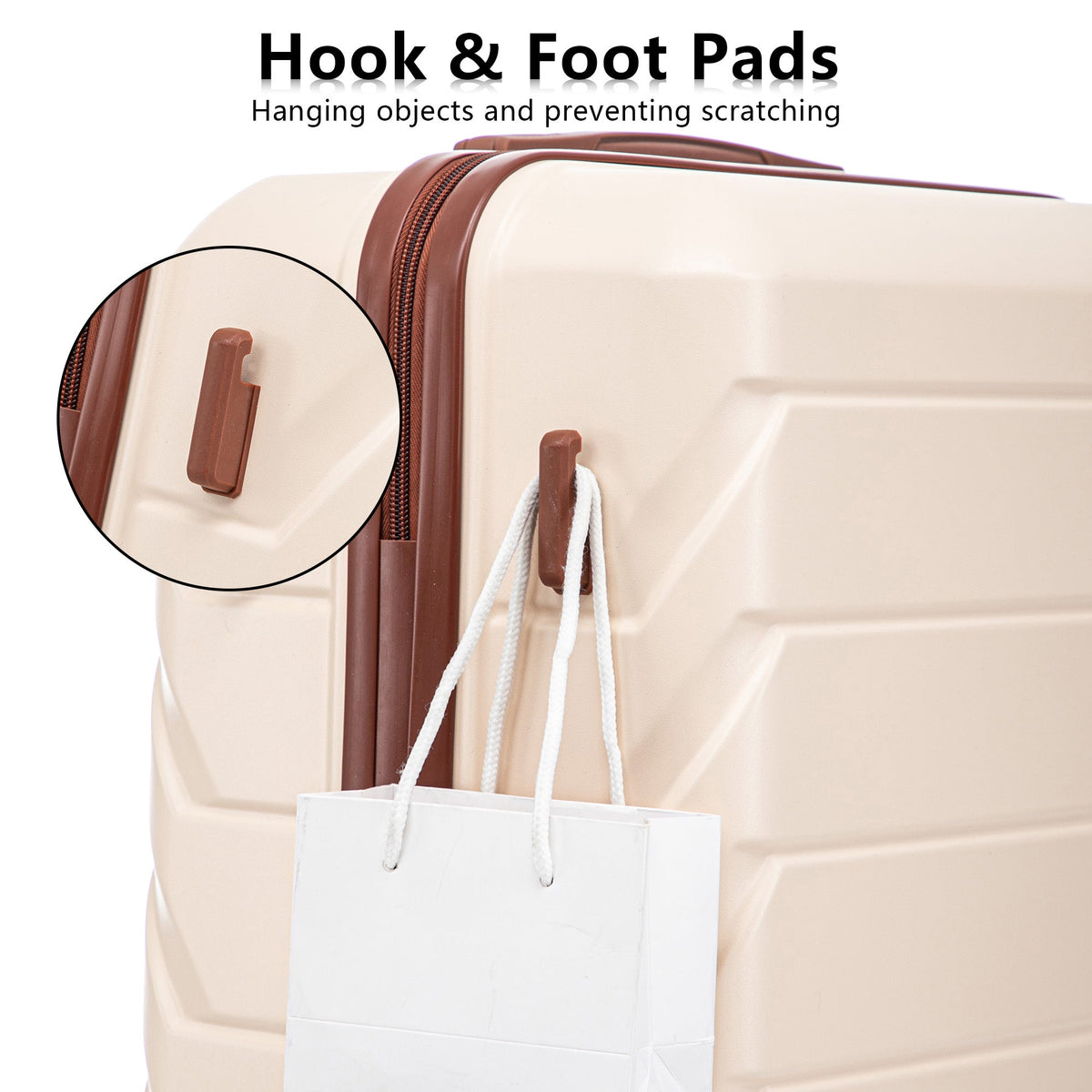 3-Piece ABS Spinner Wheel Luggage Set 20"/24"/28" Beige