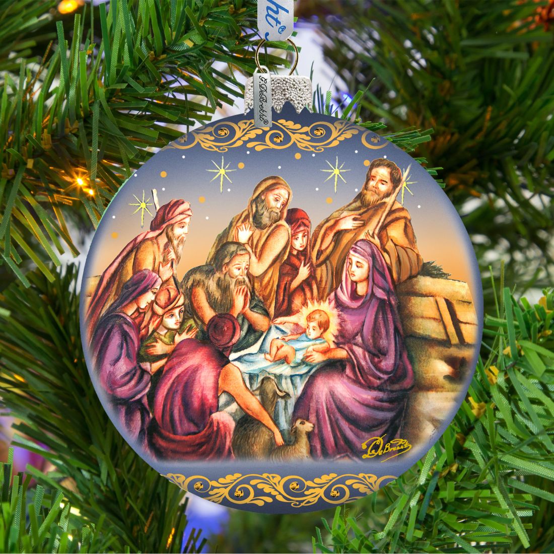Nostalgic Family Nativity Glass Ornament Limited Edition by G. DeBrekht - Nativity Holiday Decor - 73881