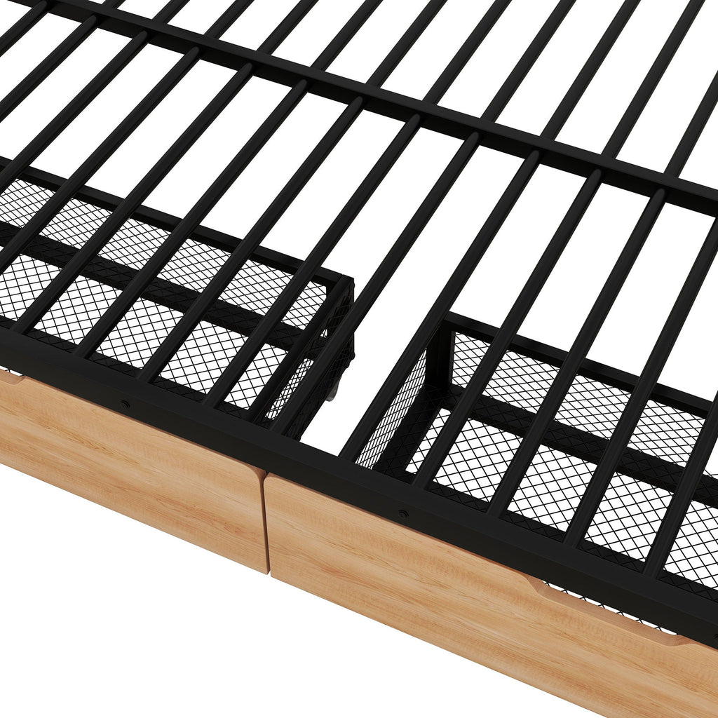 Full Size Convertible Bunk Bed With 2 Drawers Durable - Black