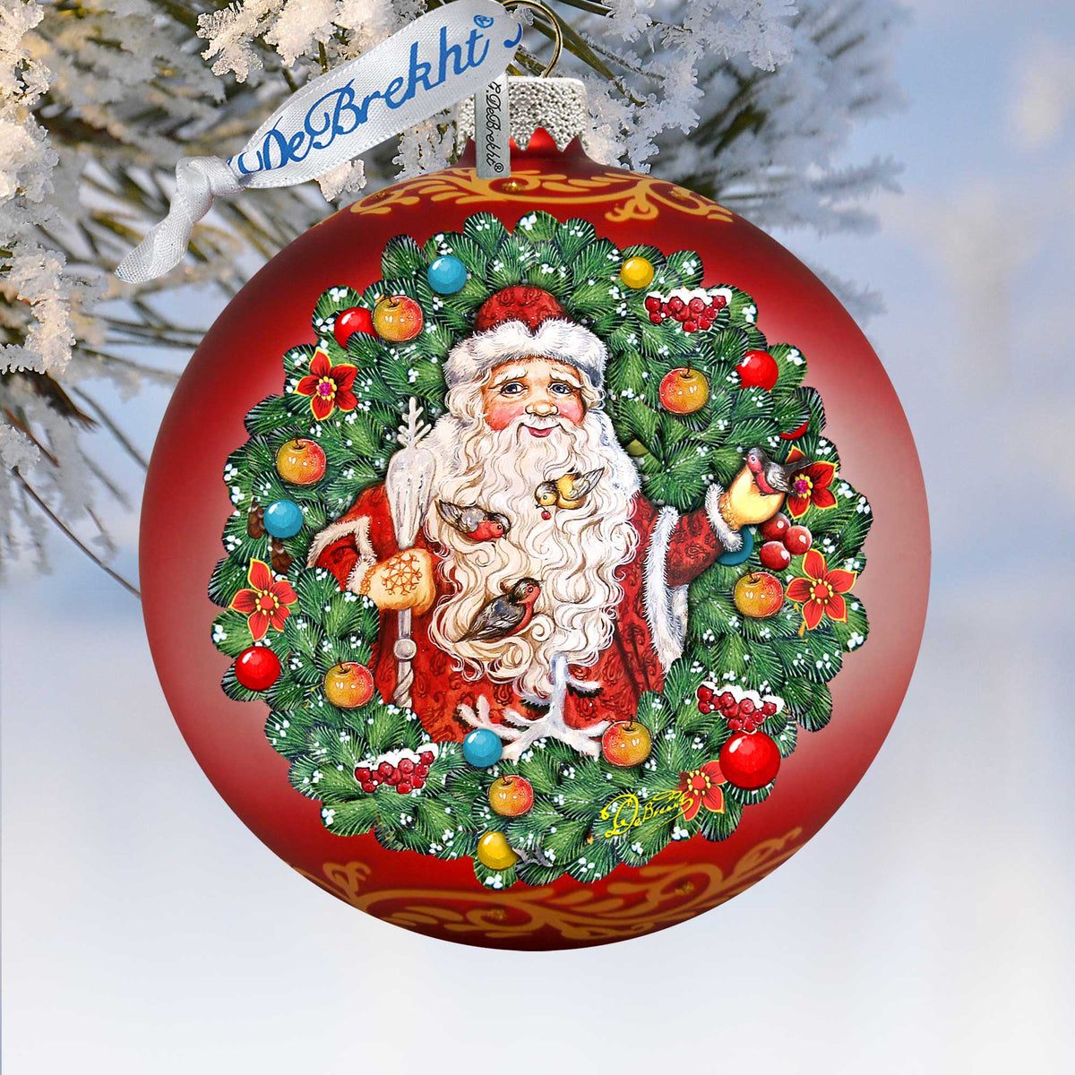 Santa the Bird Whisperer Glass Ornament Limited Edition by G. DeBrekht - Christmas Decor - 73914