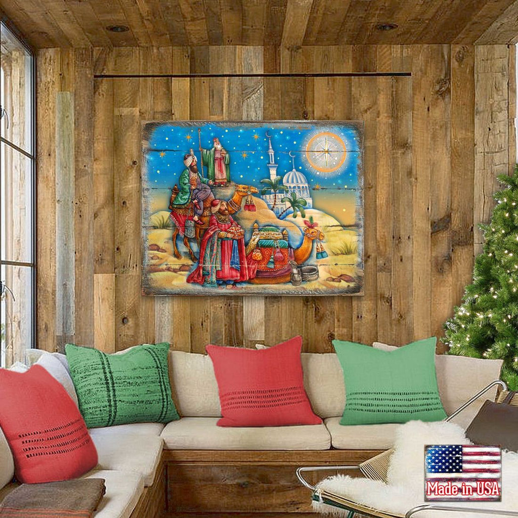 Three Kings Nativity Wooden Wall Art by G. DeBrekht - Nativity Holiday Decor - 8173853B