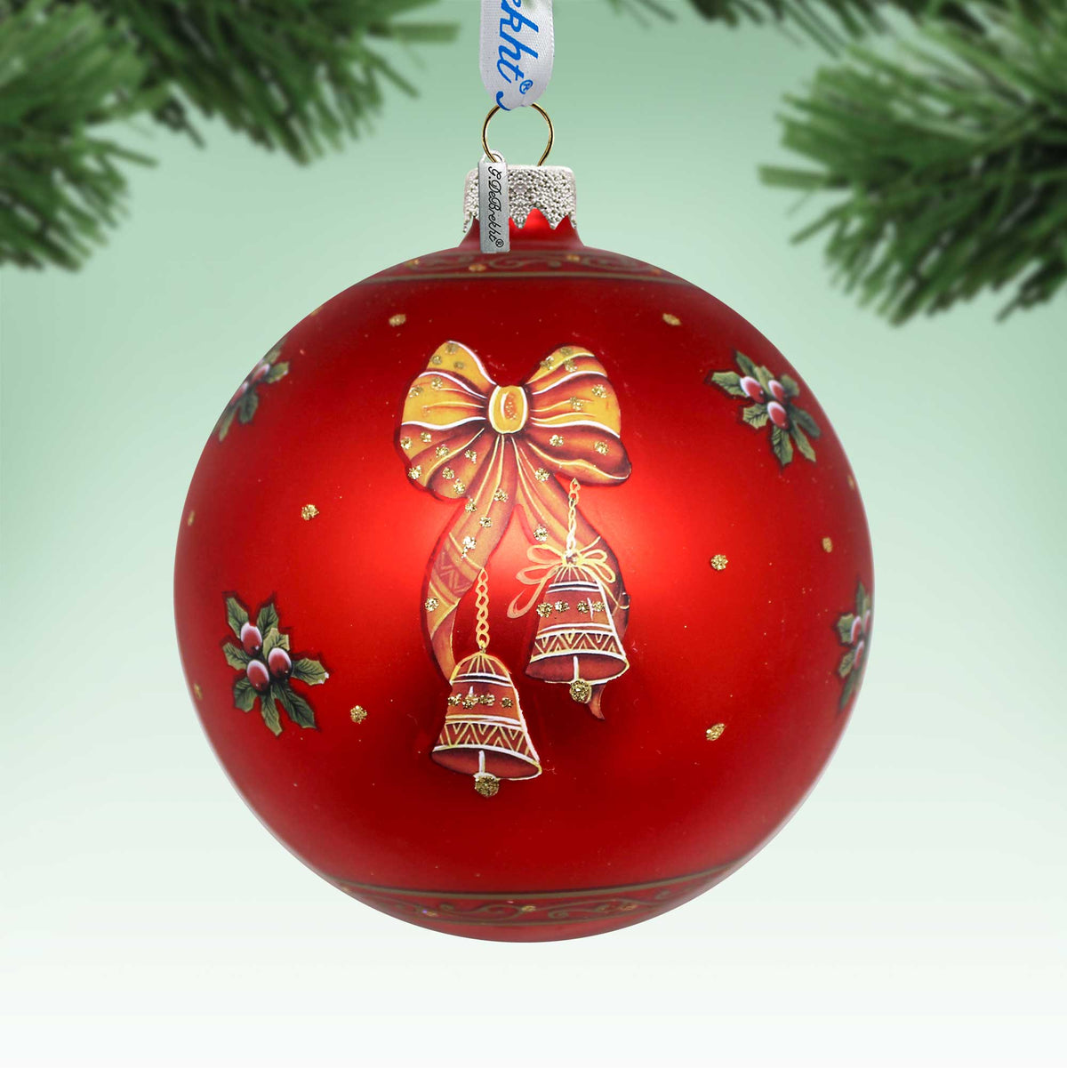 Regal Nativity Lg Glass Ornament in Red by G.Debrekht - Christmas Decor - 73928R