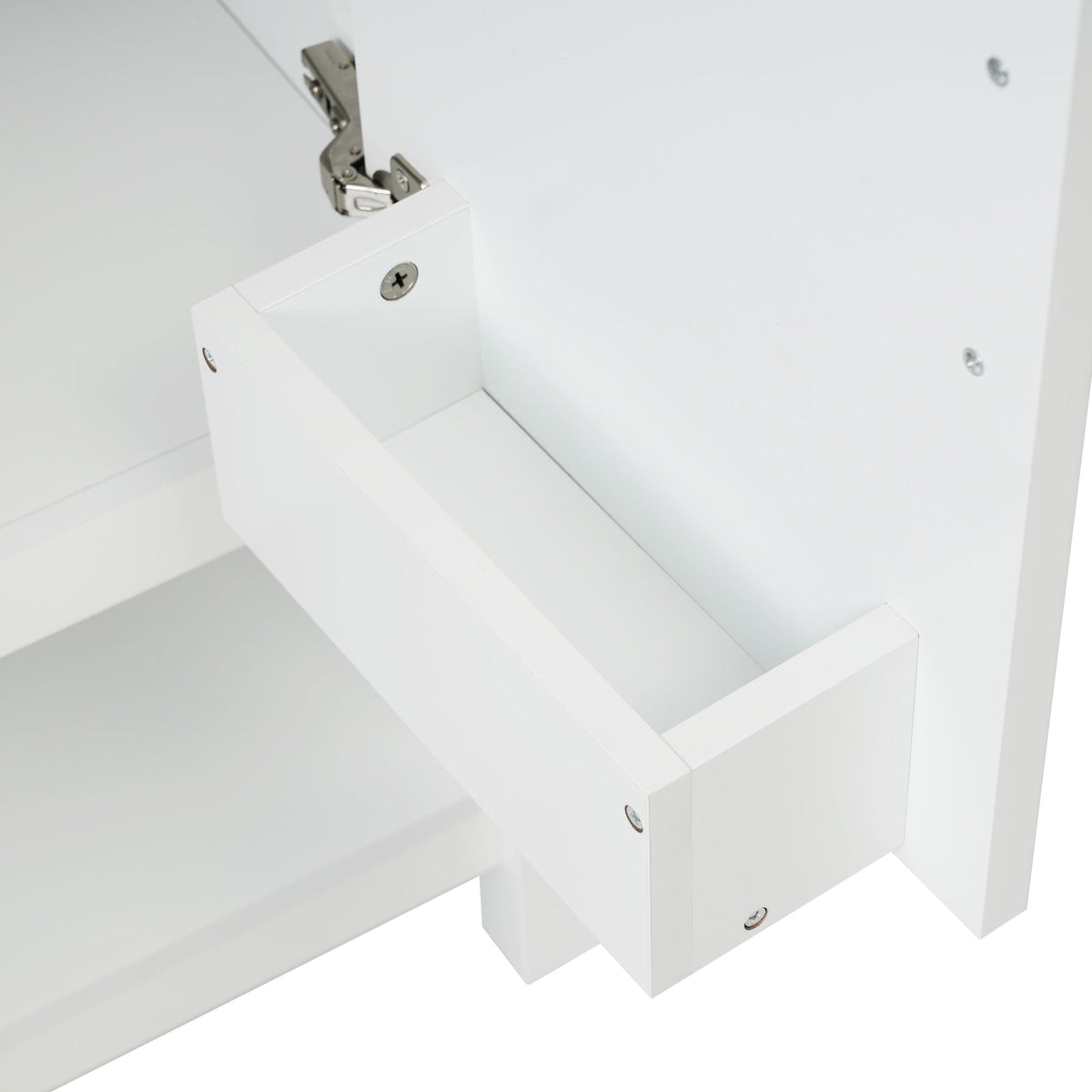 Elegant Bathroom Vanity With Ceramic Sink And Versatile Storage