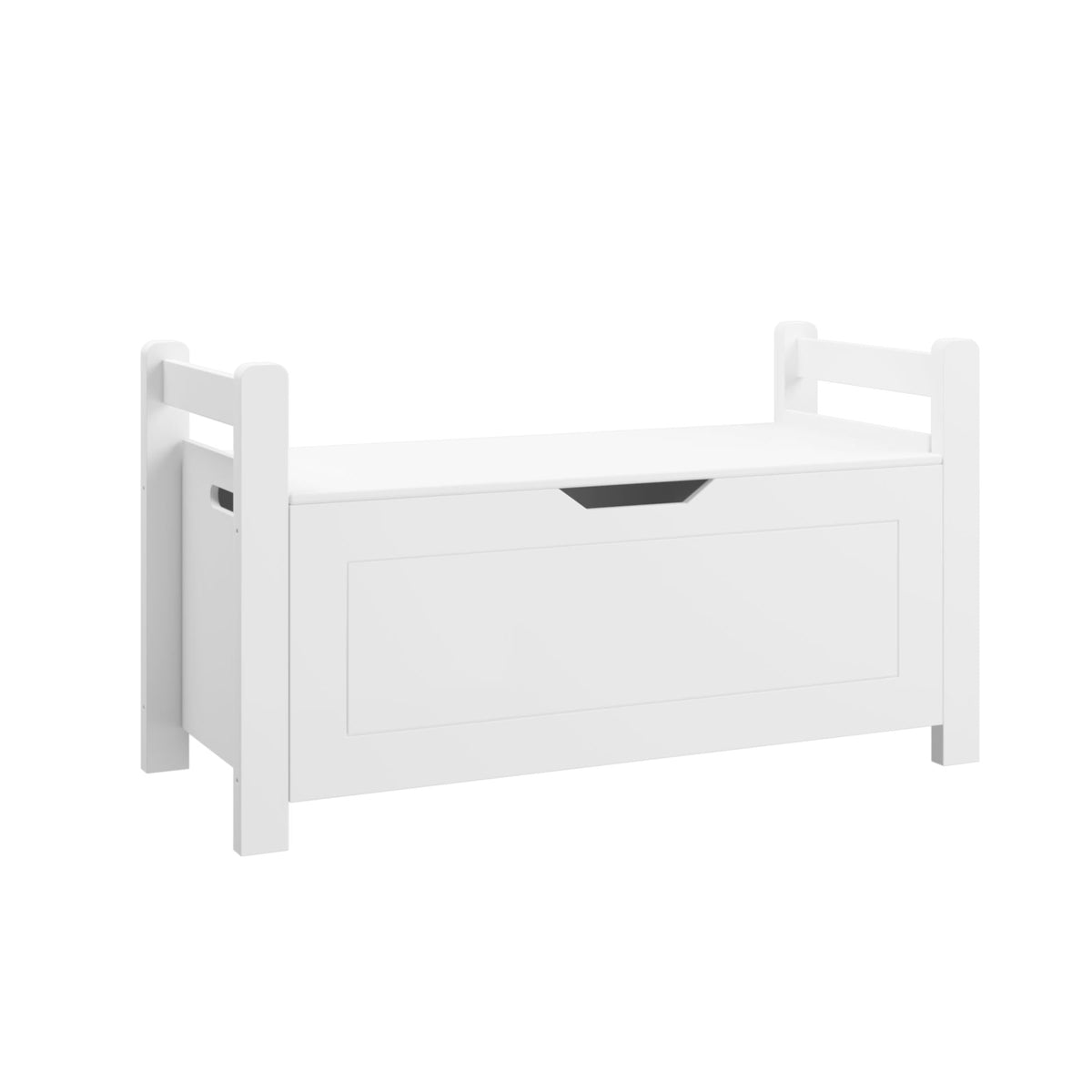 Toy Box Chest Storage Trunk with Flip Top Lid and Safety Hinge - White