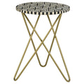 Top Accent Table With Mosaic Design, Circular Tabletop - Gold