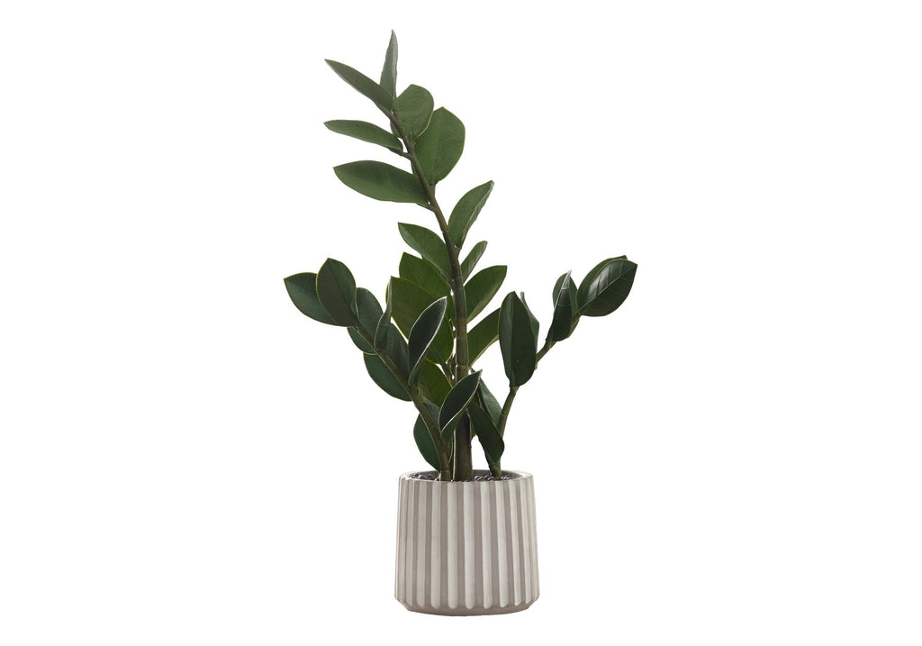 20" Tall Artificial ZZ Plant in Grey Cement Pot
