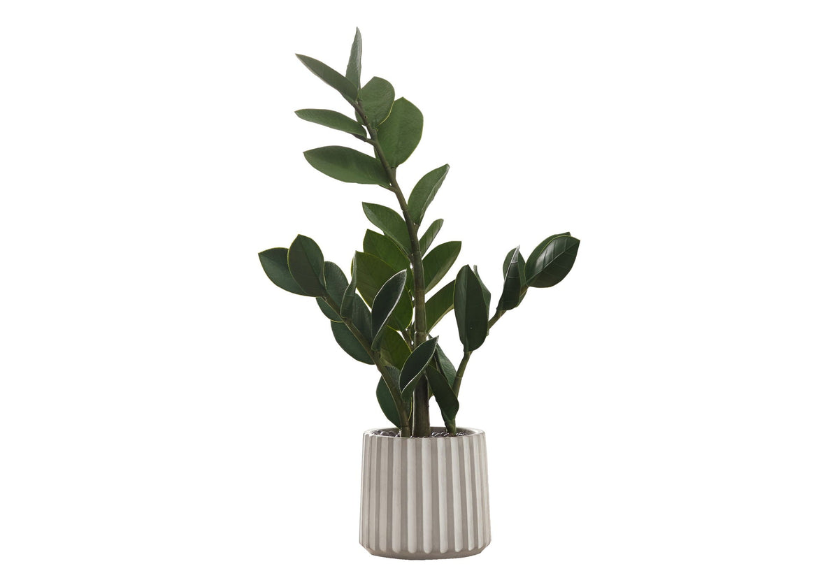 20" Tall Artificial ZZ Plant in Grey Cement Pot