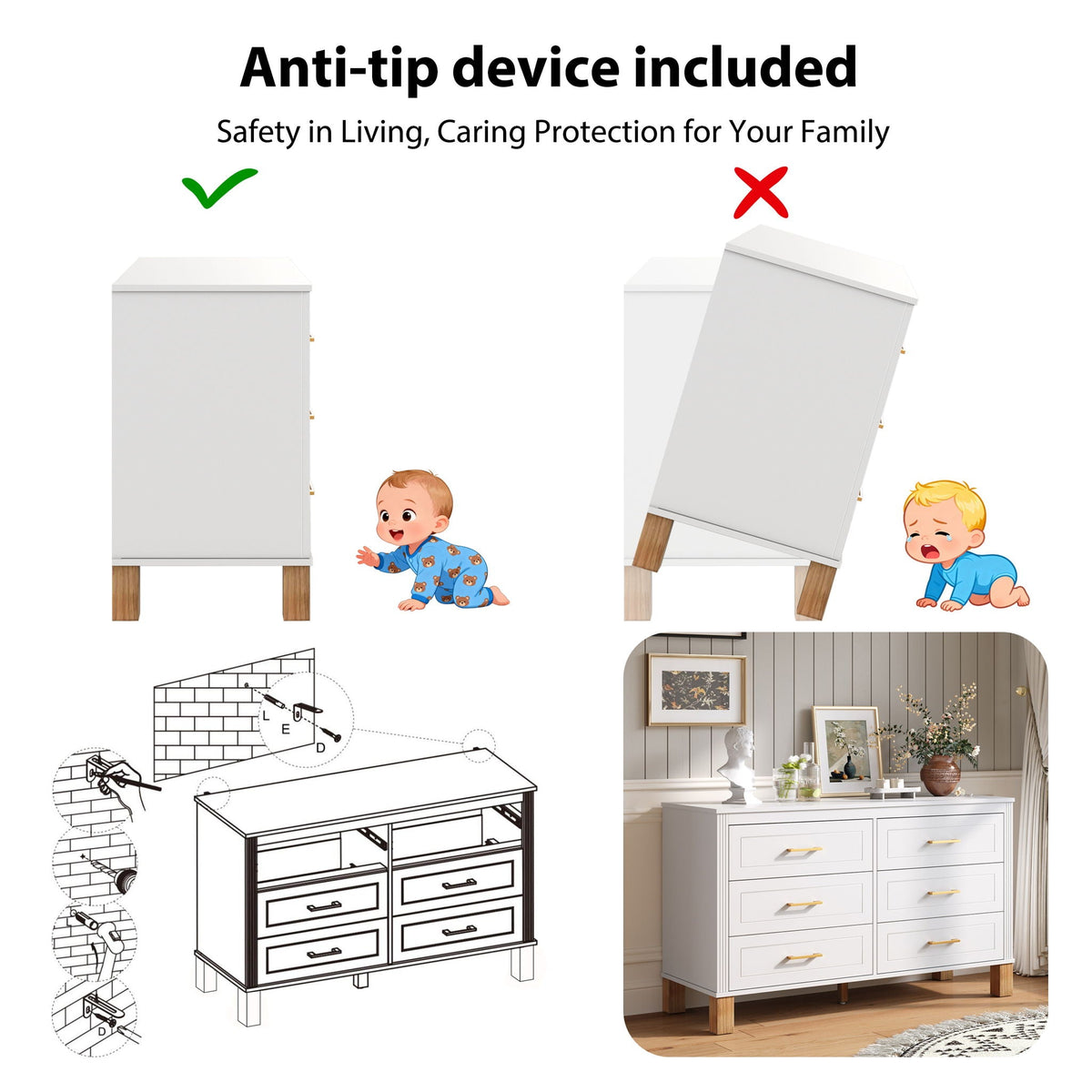 6 Drawer Double Dresser
