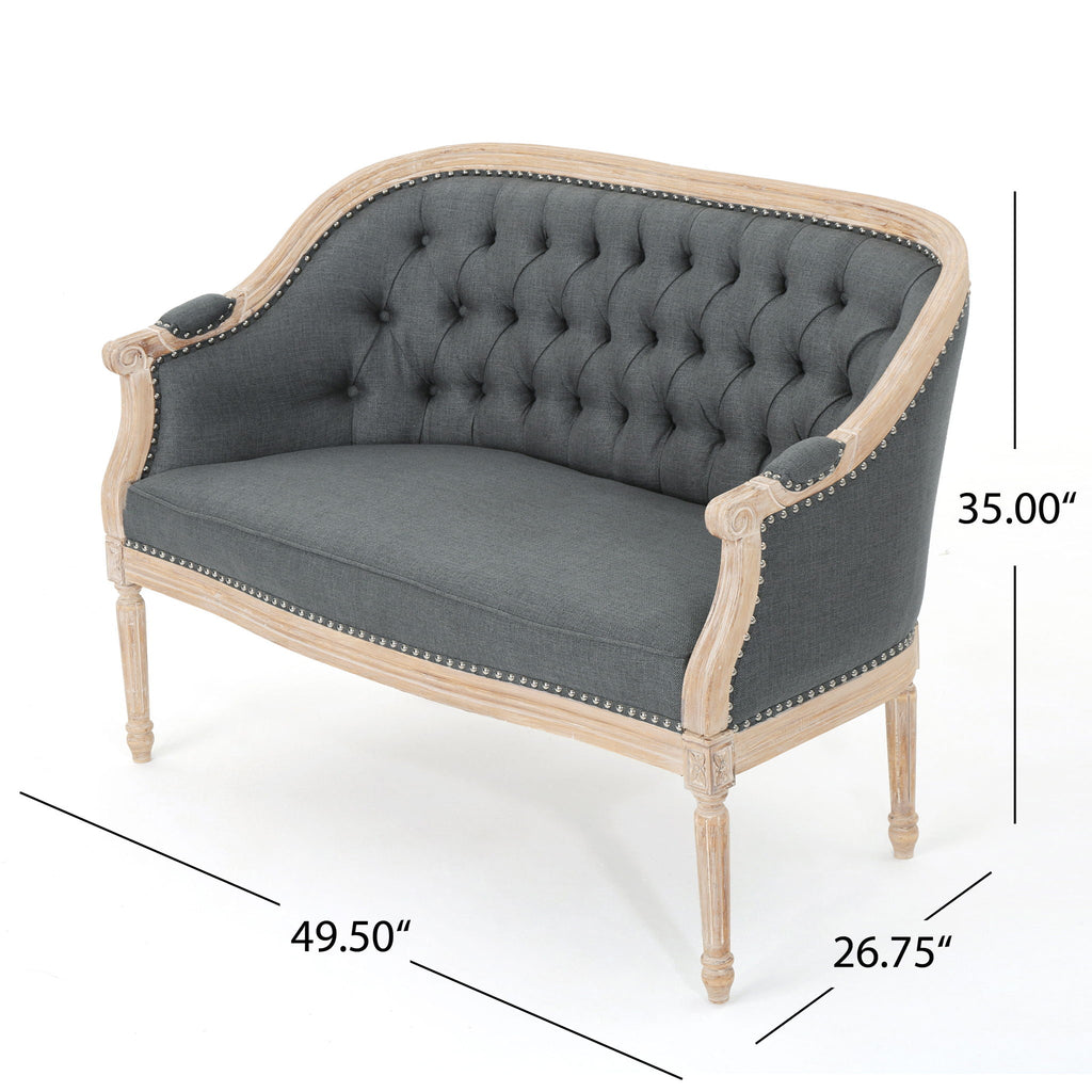 French Country Chesterfield Style Tufted Loveseat