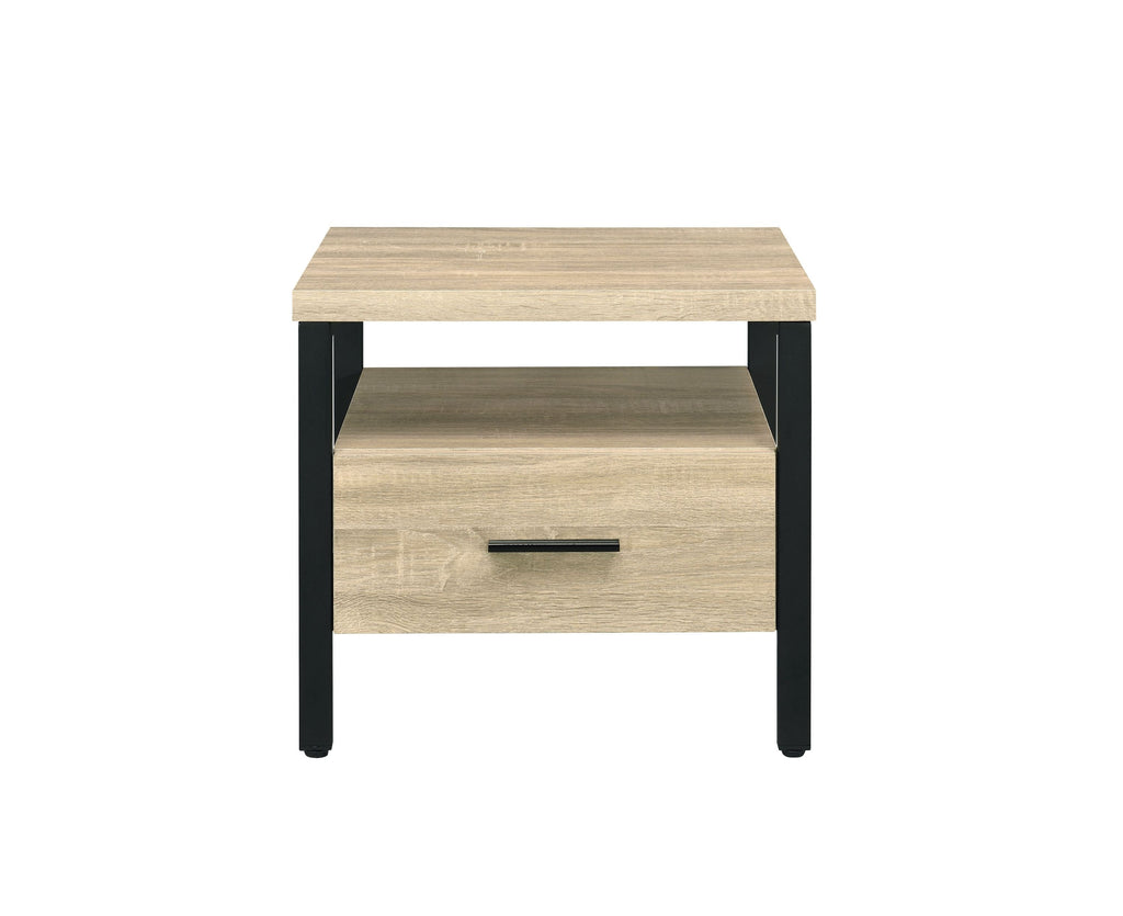 Oak Finish Nightstand with 1 Drawer and 1 Shelf