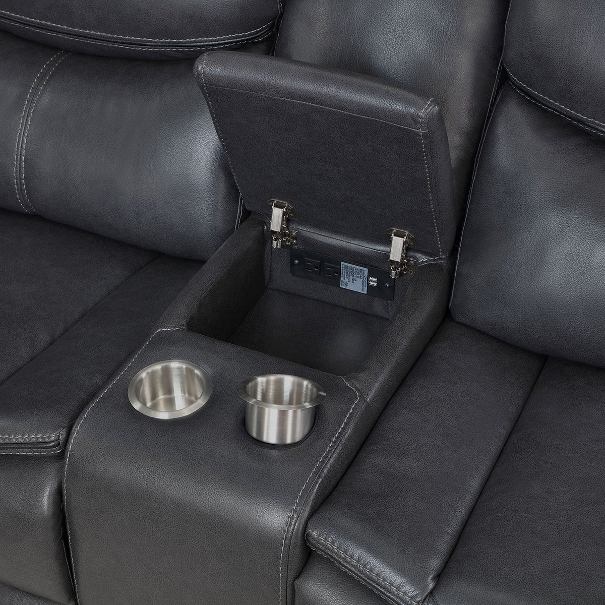 Salerno - Upholstered Power Reclining Sectional Sofa - Dark Gray