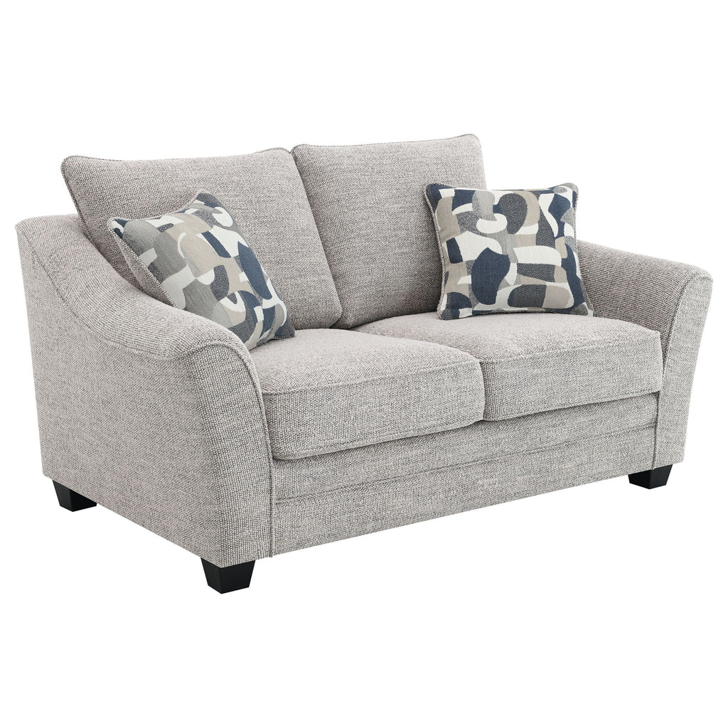 Lido - Upholstered Loveseat With Tapering Block Legs - Light Gray