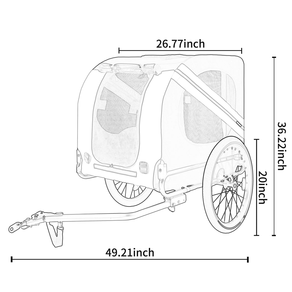 Large Folding Bike Trailer for Dogs – 66LB Capacity All-Terrain Pet Carrier
