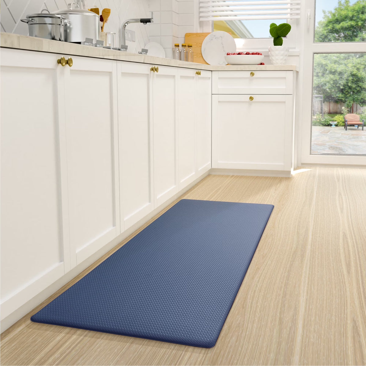 Kitchen Rug and Mat Kitchen Mat anti Fatigue, Non Slips Kitchen Floor Mat, Kitchen Rug or Mat Washable, 17"X 29", Blue