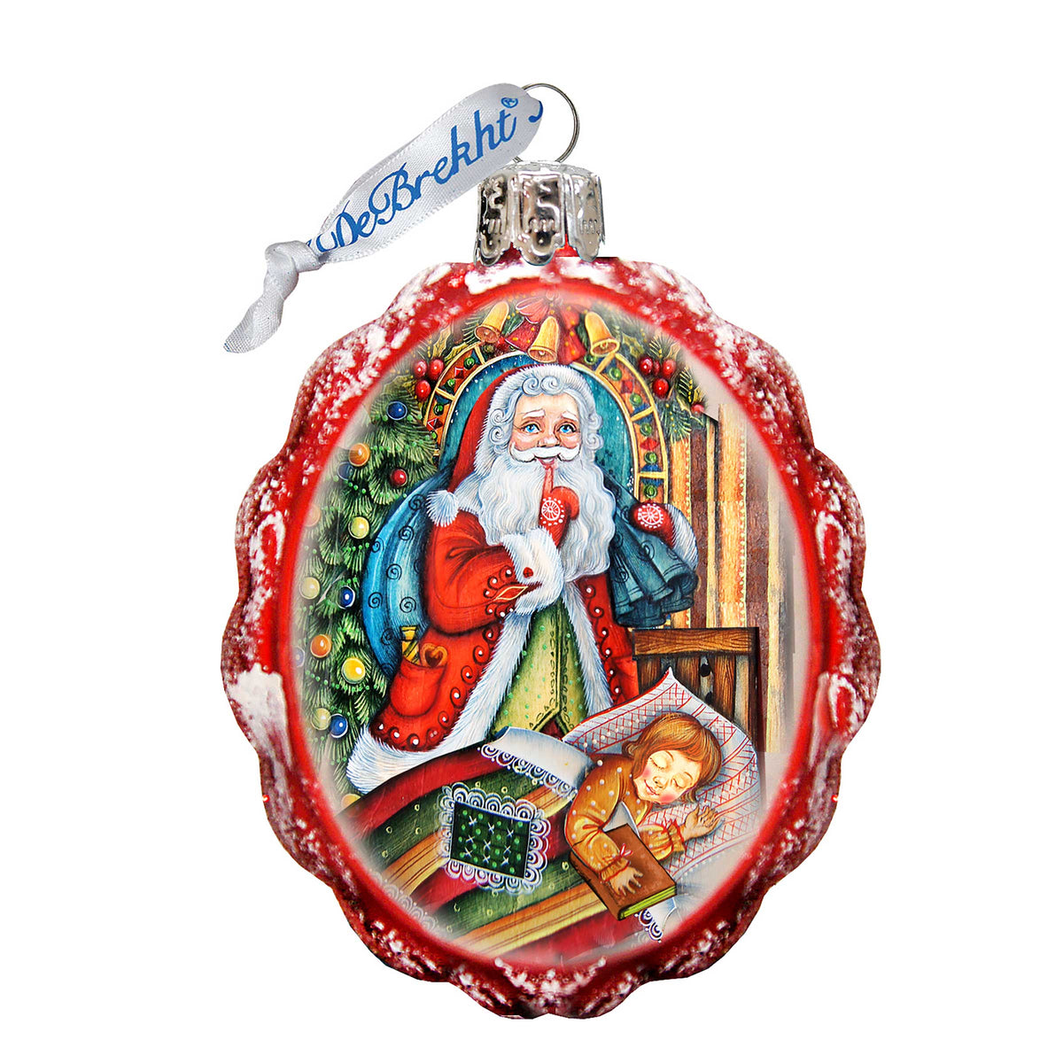 Christmas Night Mercury Glass Ornament by G. DeBrekht - Christmas Santa Snowman Decor - 773023
