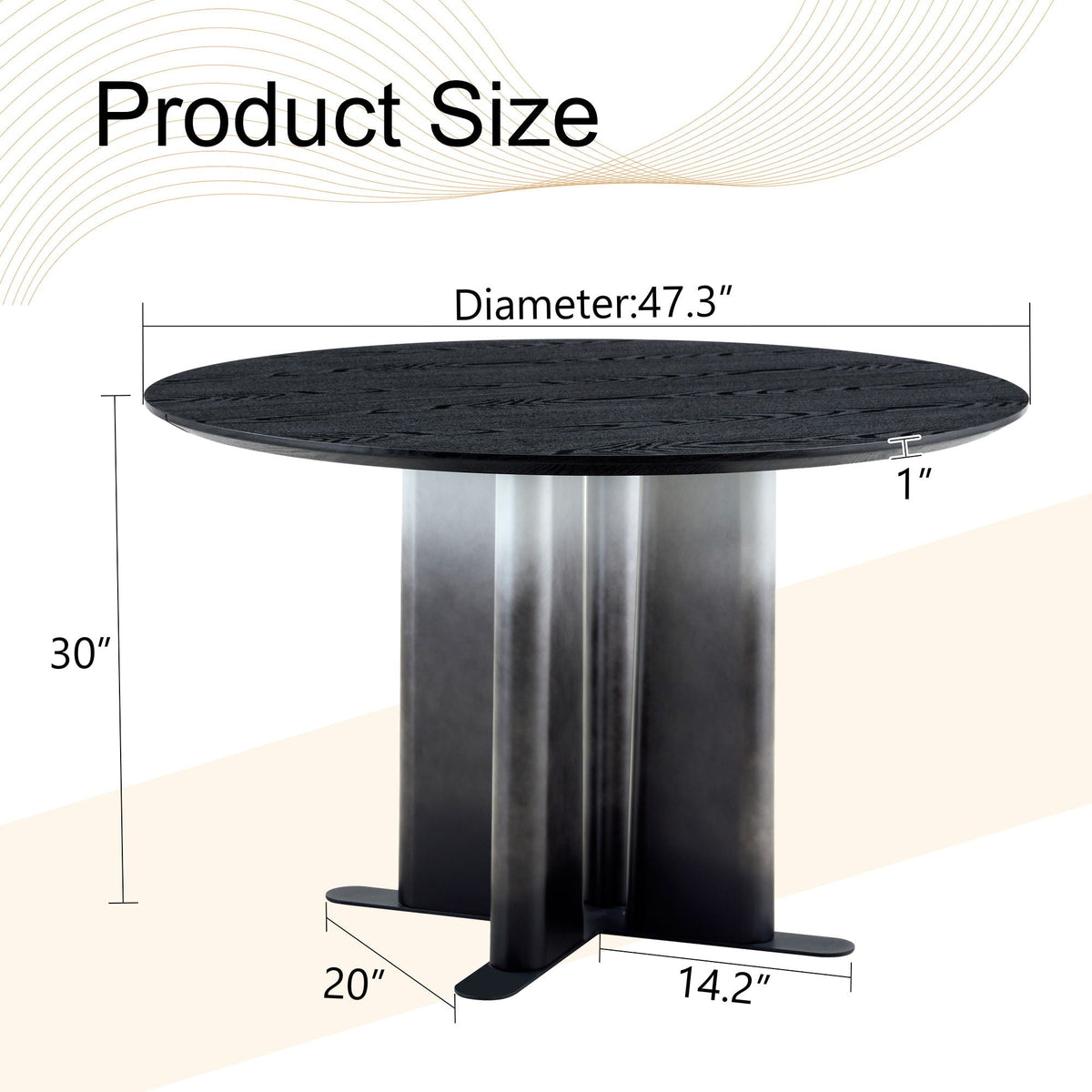Round Dining Table With Cross Base, Modern Home Furniture