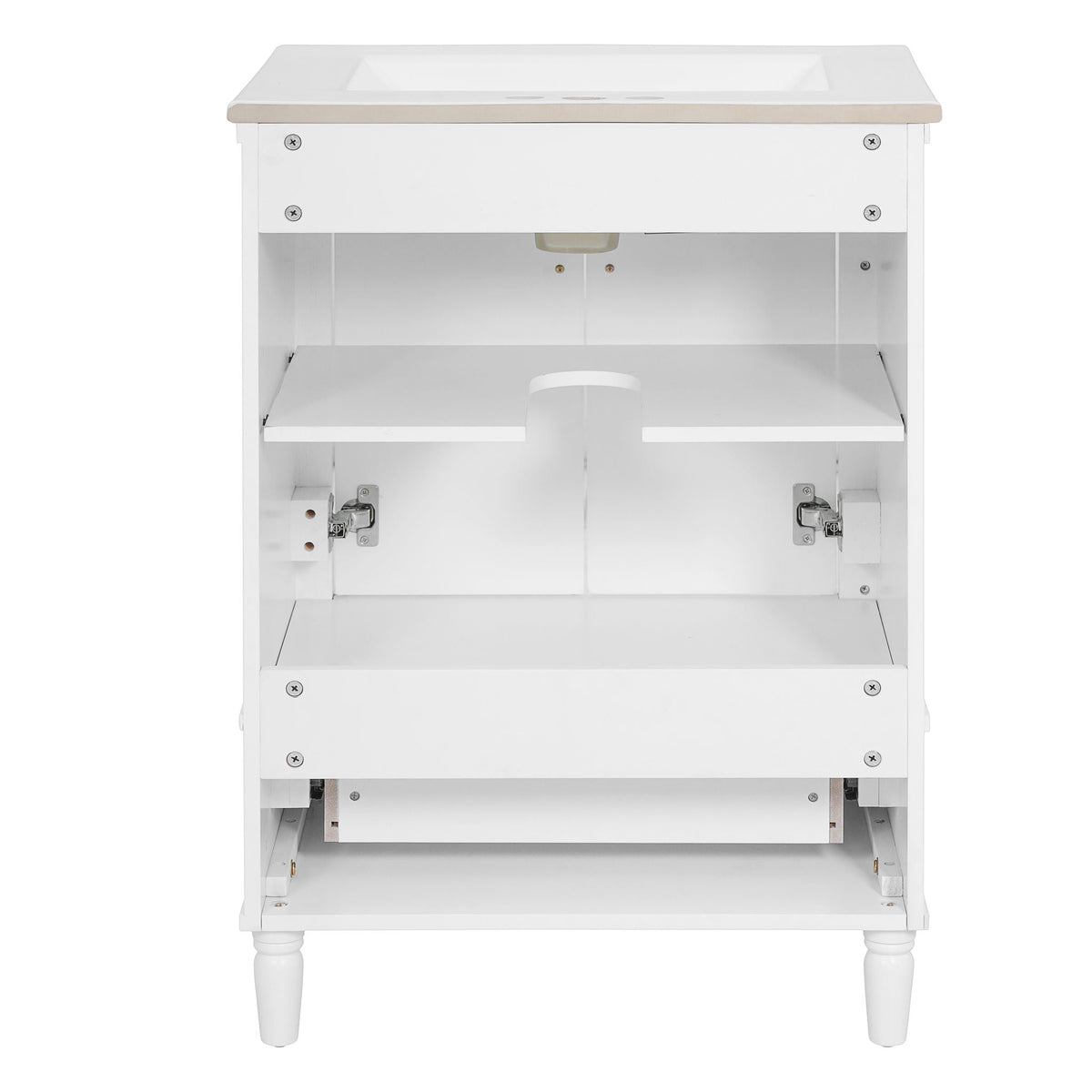 Bathroom Vanity With Ornate French Cylinder Legs, Soft Close Drawer