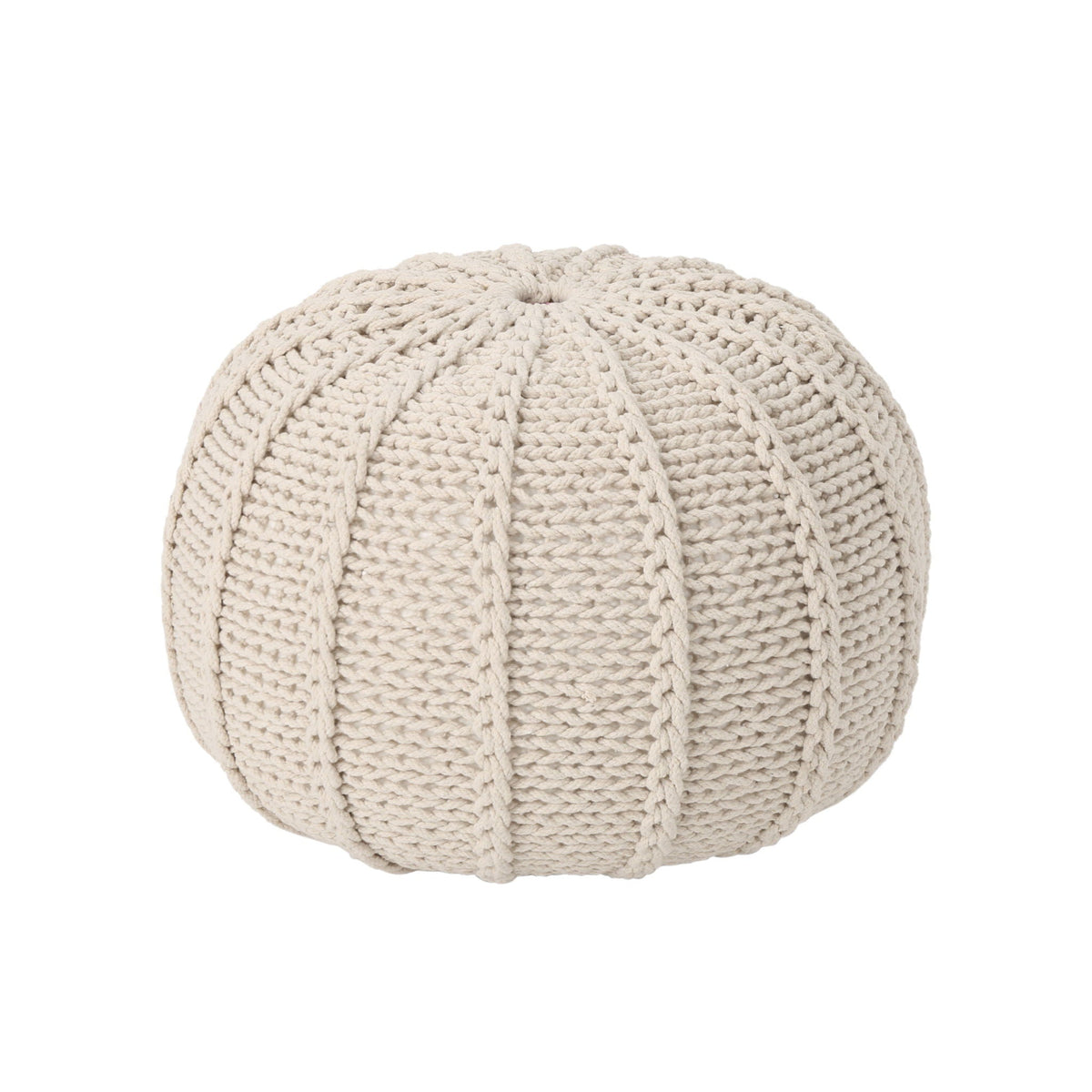 Bordeaux Knitted Round Pouf Ottoman And Floor Cushion