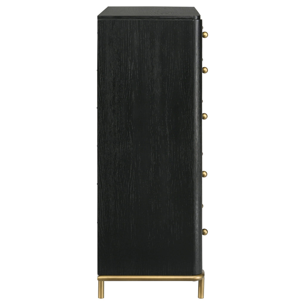 Anser - 5 Drawer Chest, Bedroom Storage Furniture - Black