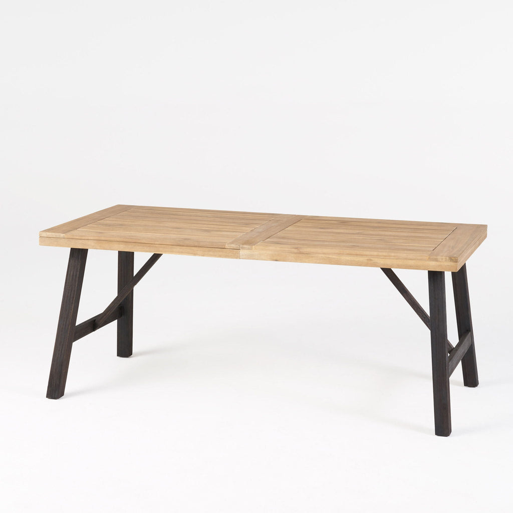 Outdoor Weather Resistant Dining Table With Slat Panel Design