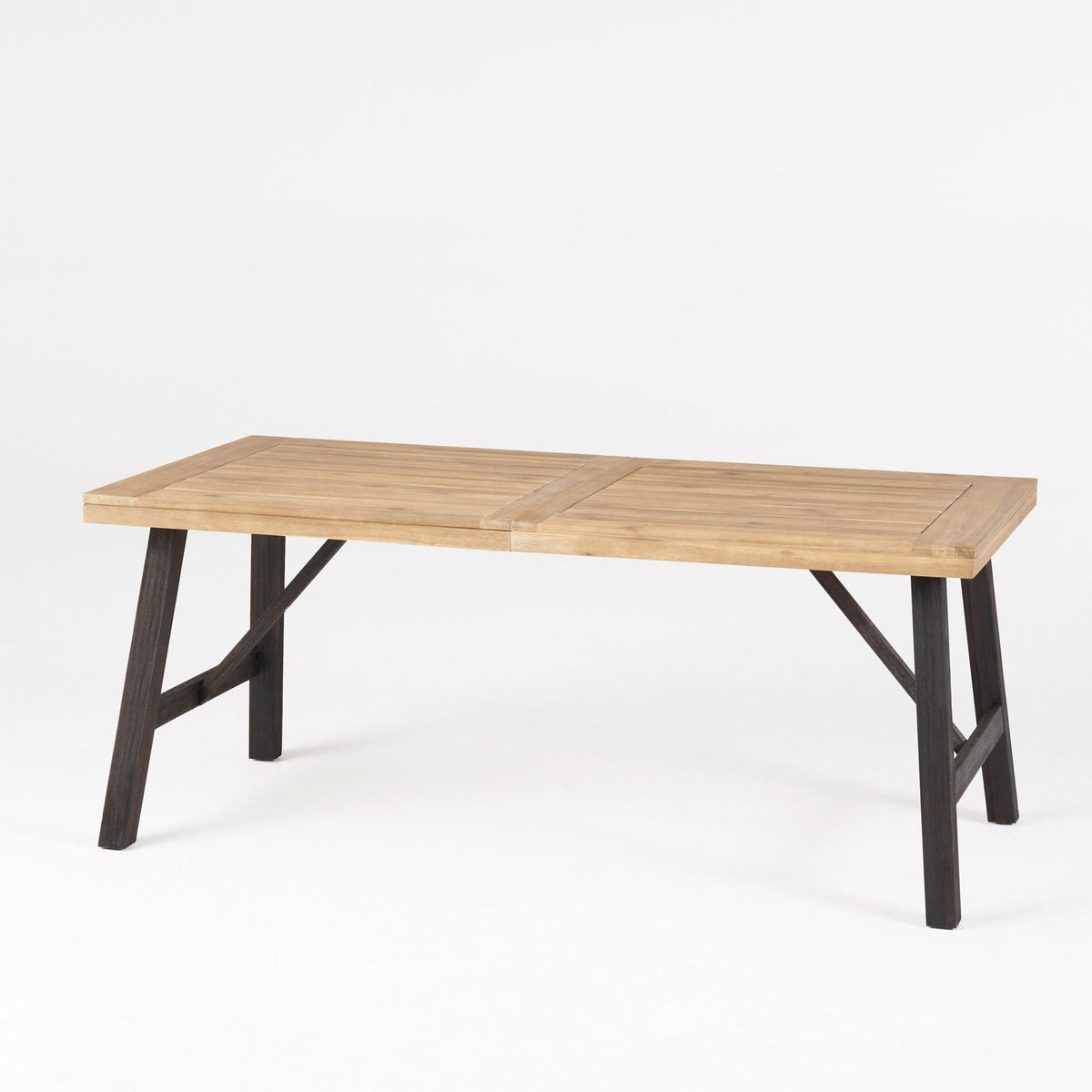 Outdoor Weather Resistant Dining Table With Slat Panel Design