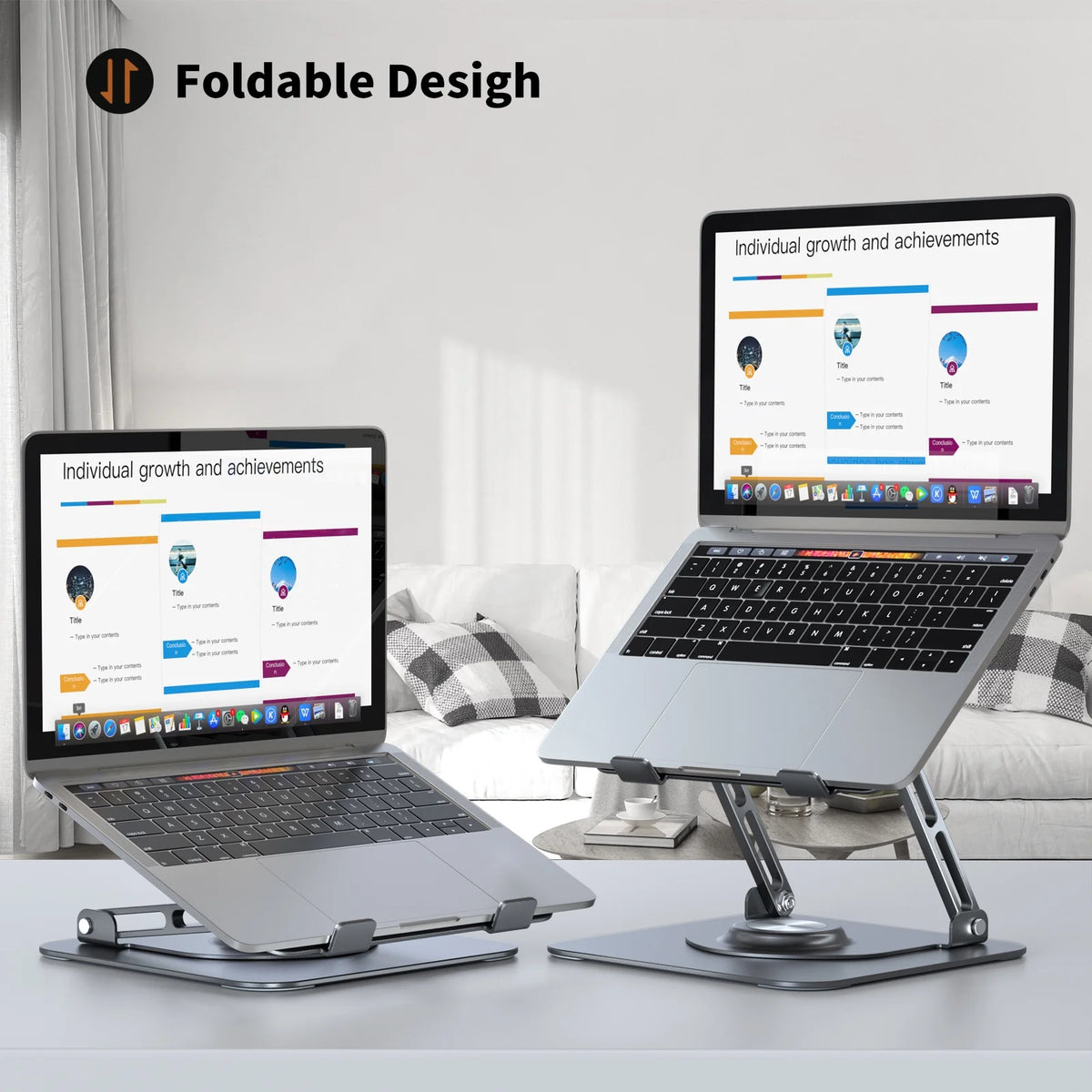 Laptop Stand for Desk, Foldable & Portable Computer Stand 360° Rotating, for 10-16" Laptops