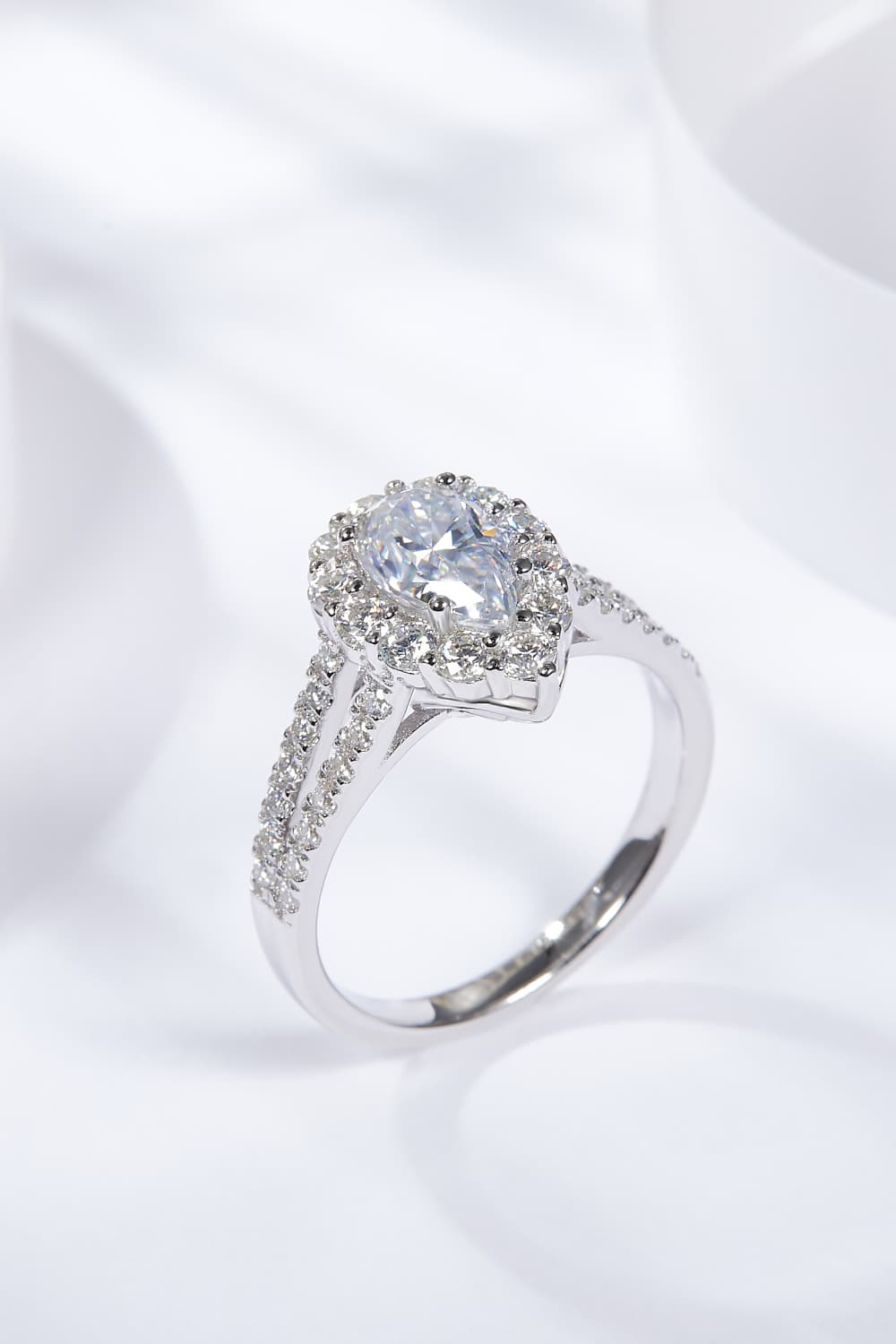 1 Carat Sparkala™ Teardrop Split Shank Ring (Platinum Over Pure Sterling Silver)