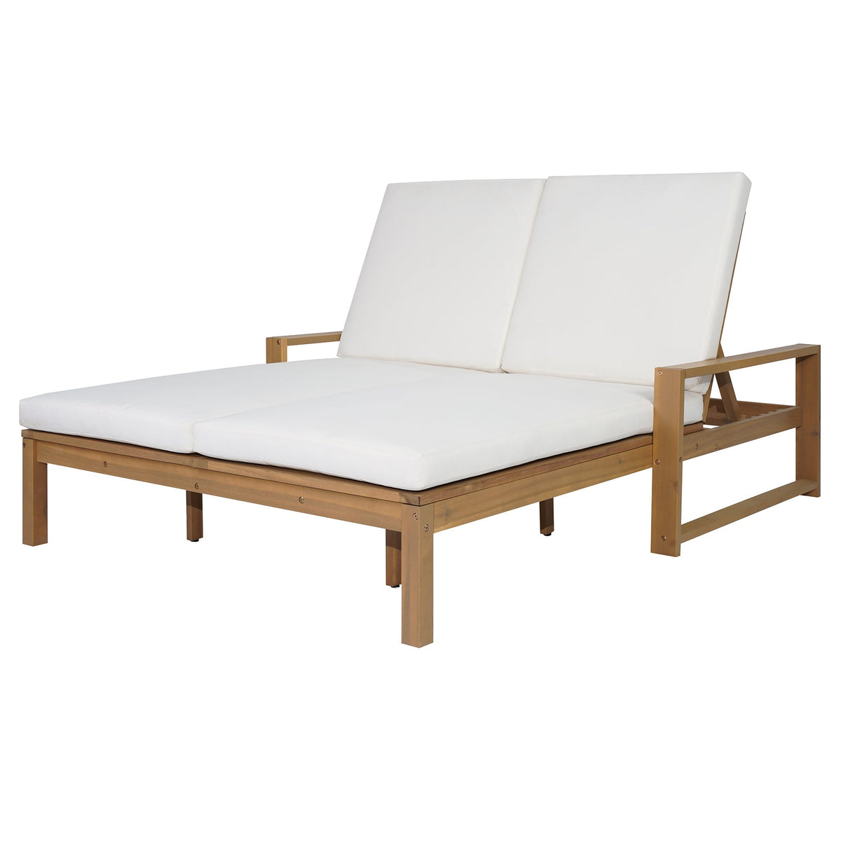 TREXM Outdoor Double Lounge Chair with 5-Position Adjustable Backrest