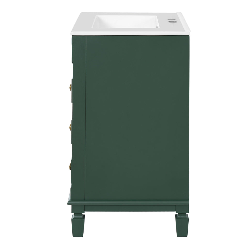 Bathroom Vanity With Sink, Compact Cabinet & 2 Drawers And Adjustable Shelf