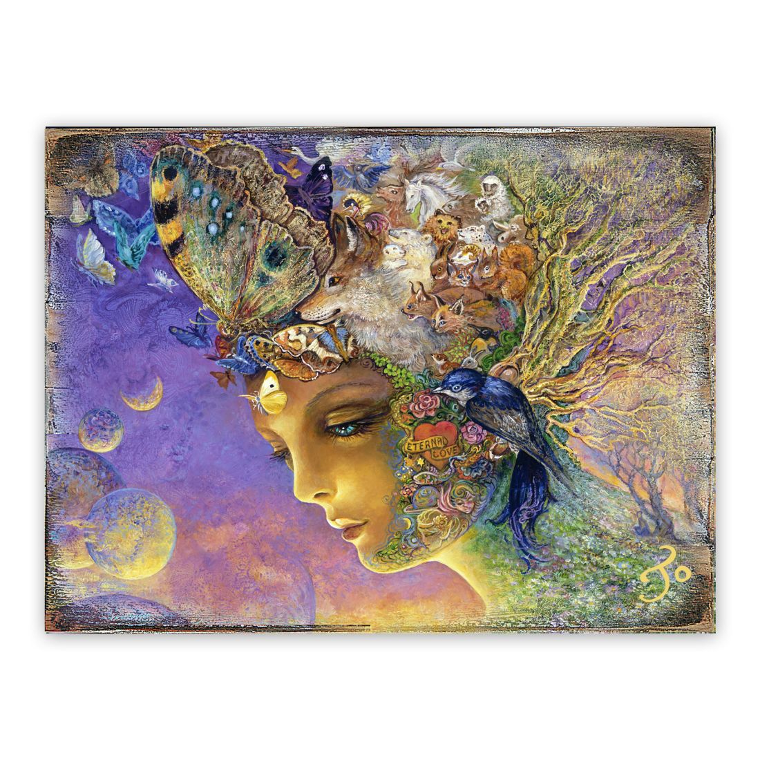 Eternal Love Fantasy Wooden Wall Art by Josephine Wall - Fantasy Decor - 852115-JW