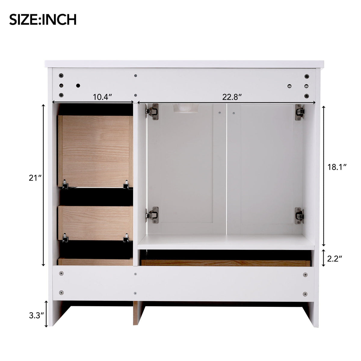 Shaker Free Standing Bathroom Vanity Cabinet With Sink, Soft Close Drawers, Soft Close Doors