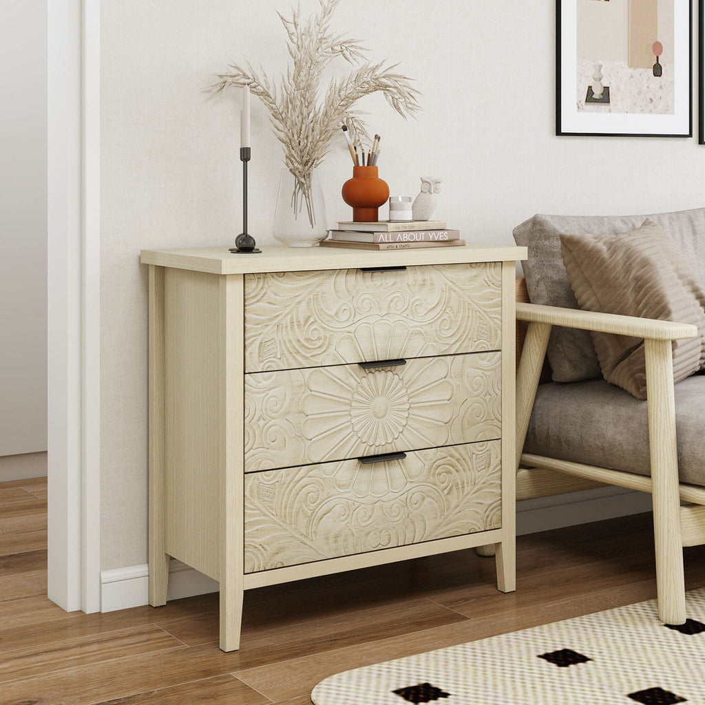 3 Drawer Cabinet - Natural Wood Finish