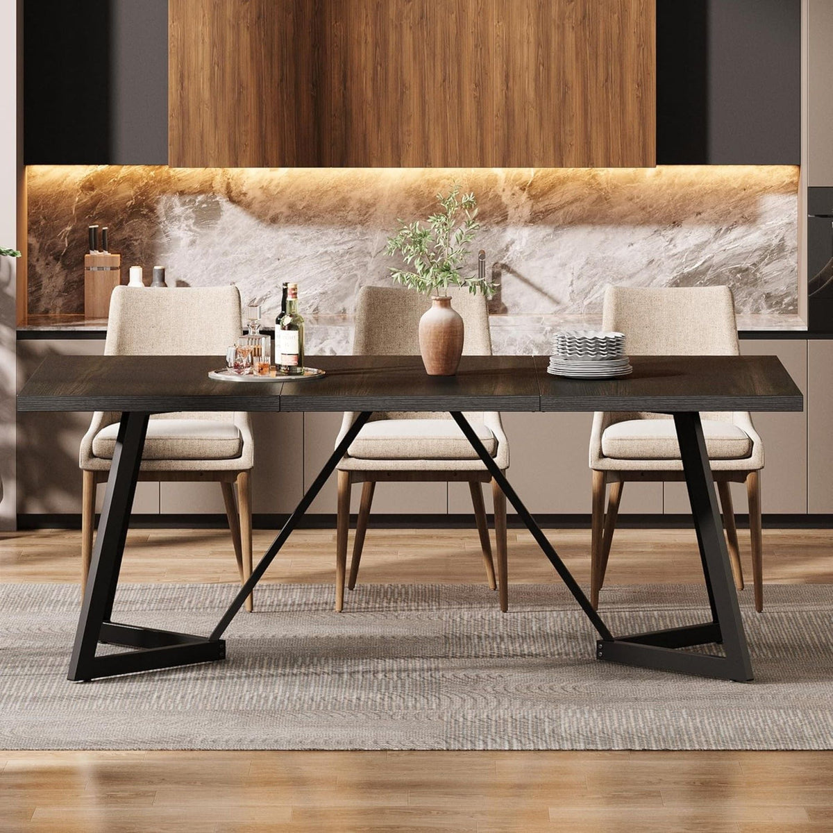 Rectangular Dining Table For 6 - 8 People - Black