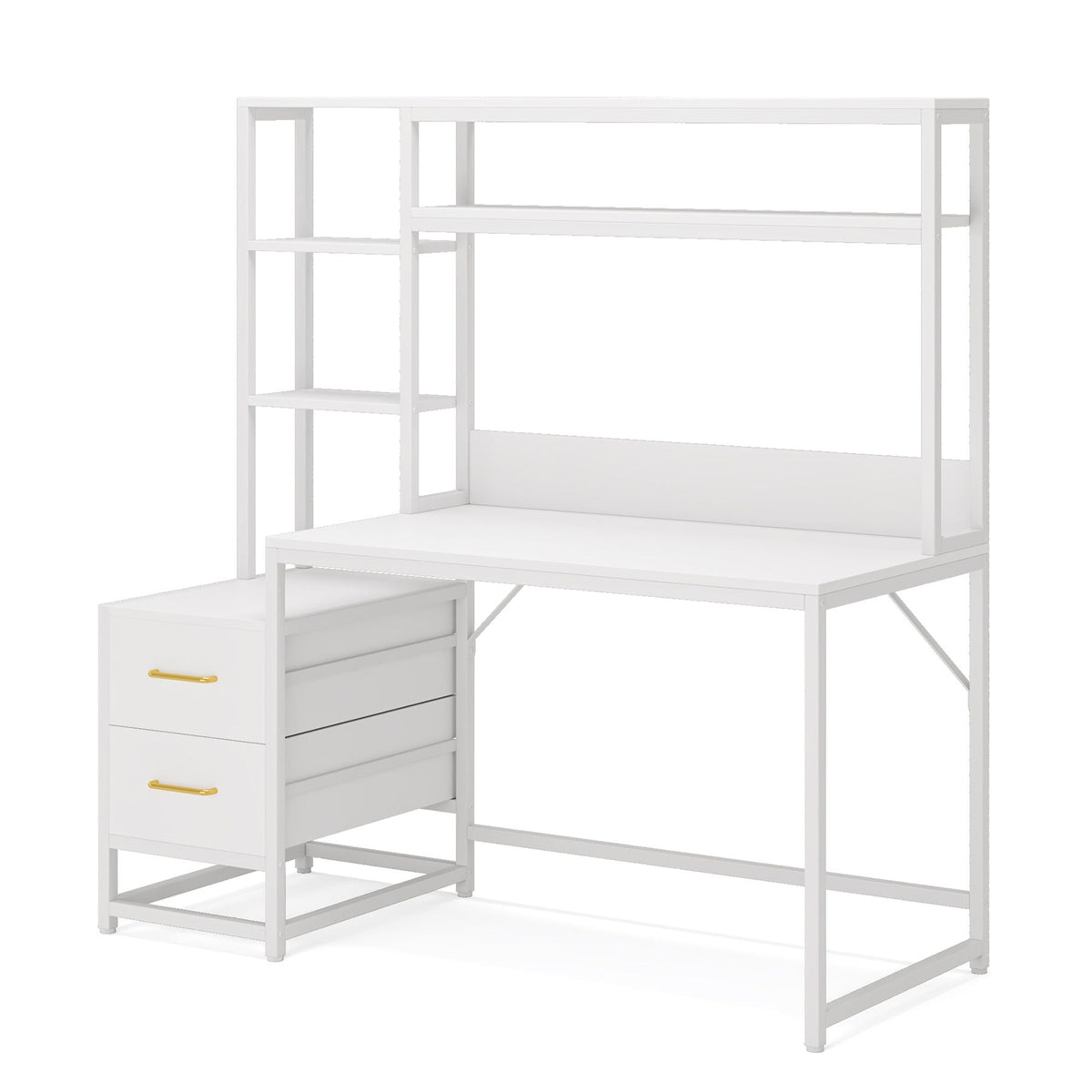 Computer Desk With Hutch, 2 Drawers & Open Shelves