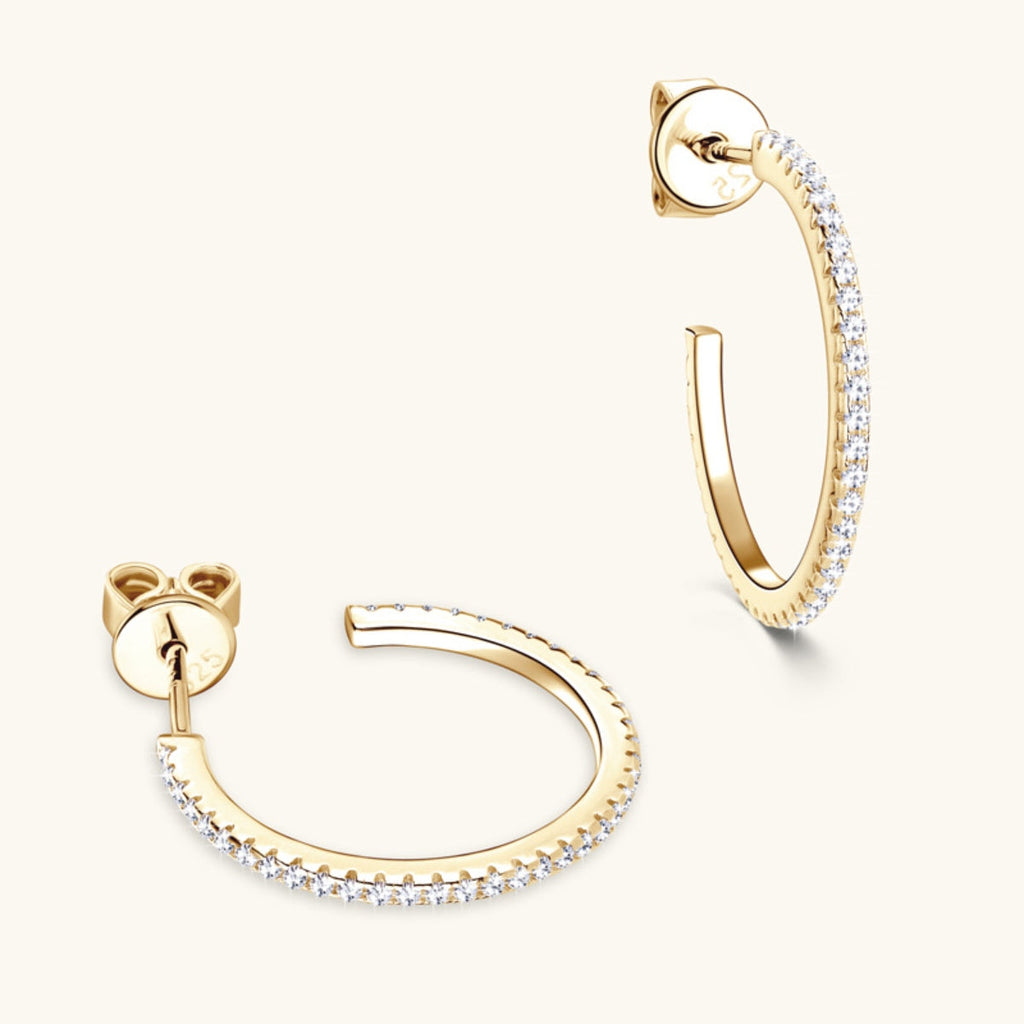 Inlaid Sparkala™ Pure Sterling Silver C-Hoop Earrings