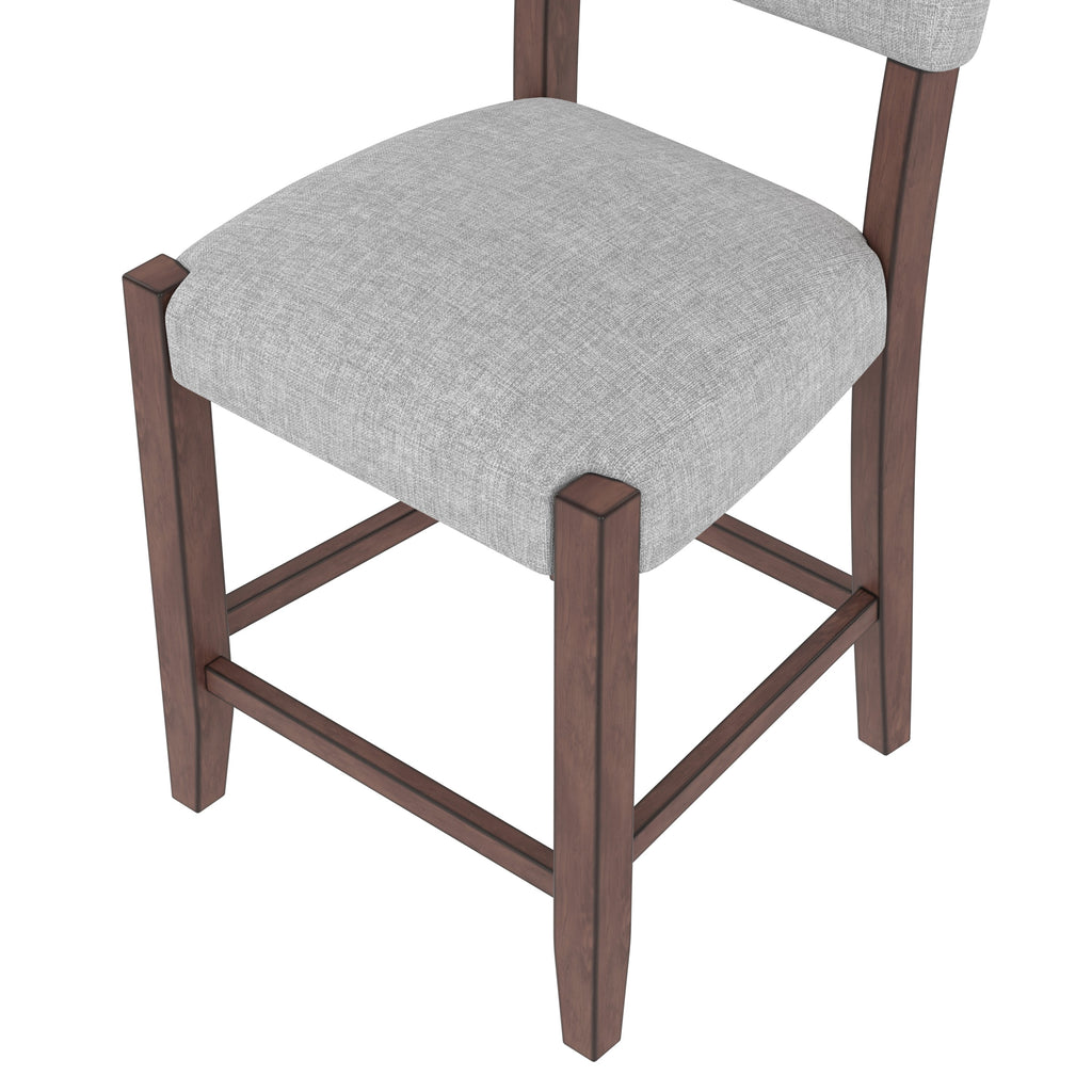 Set of 4 Mid-Century Modern Linen Upholstered Bar Stools