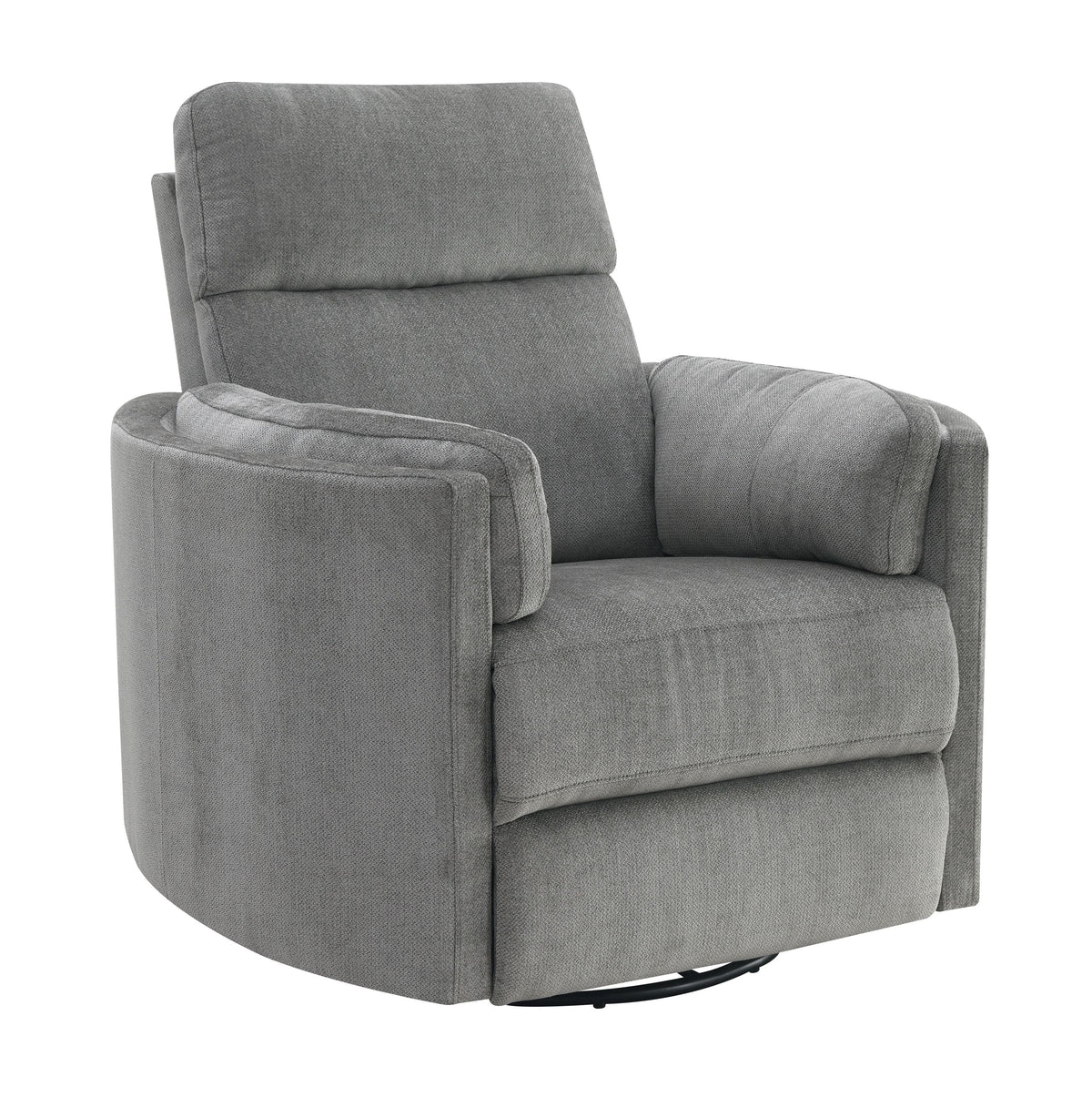 Sagen Charcoal Chenille Glider Recliner with Swivel