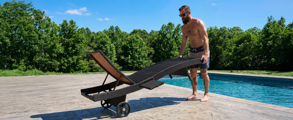 K&K 80'' Patio Wicker Chaise Lounge Chairs Set of 2