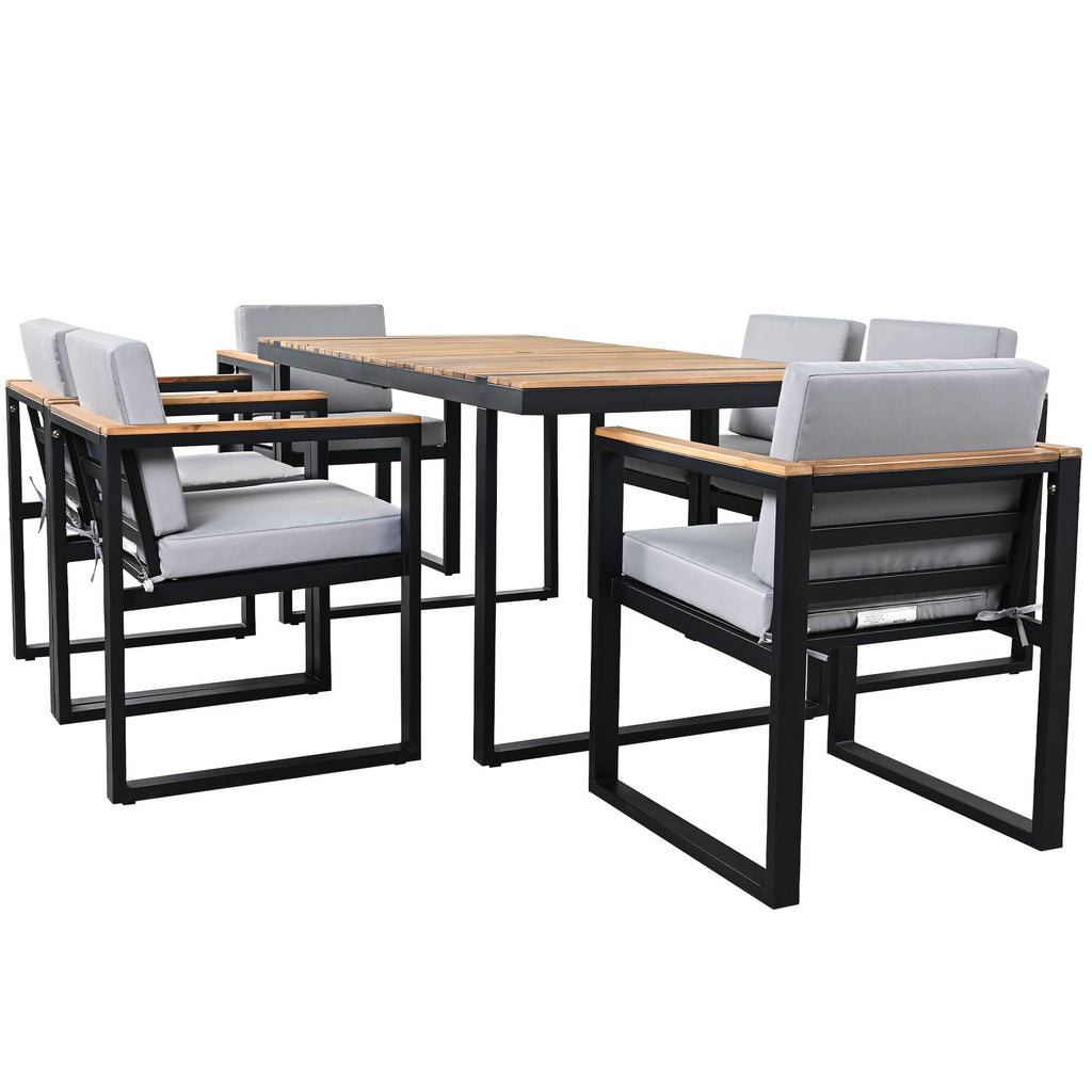 7 Pieces Outdoor Dining Set Patio Dining Table And Chair Set With And Removable Cushions For Patio