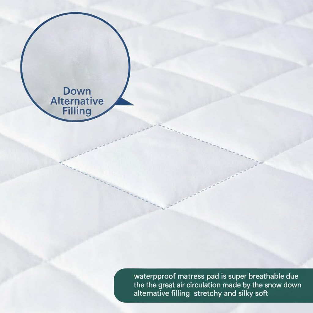 Quilted Cot Size Cotton Top Camp Mattress Pad, 30" X 75" X 10"