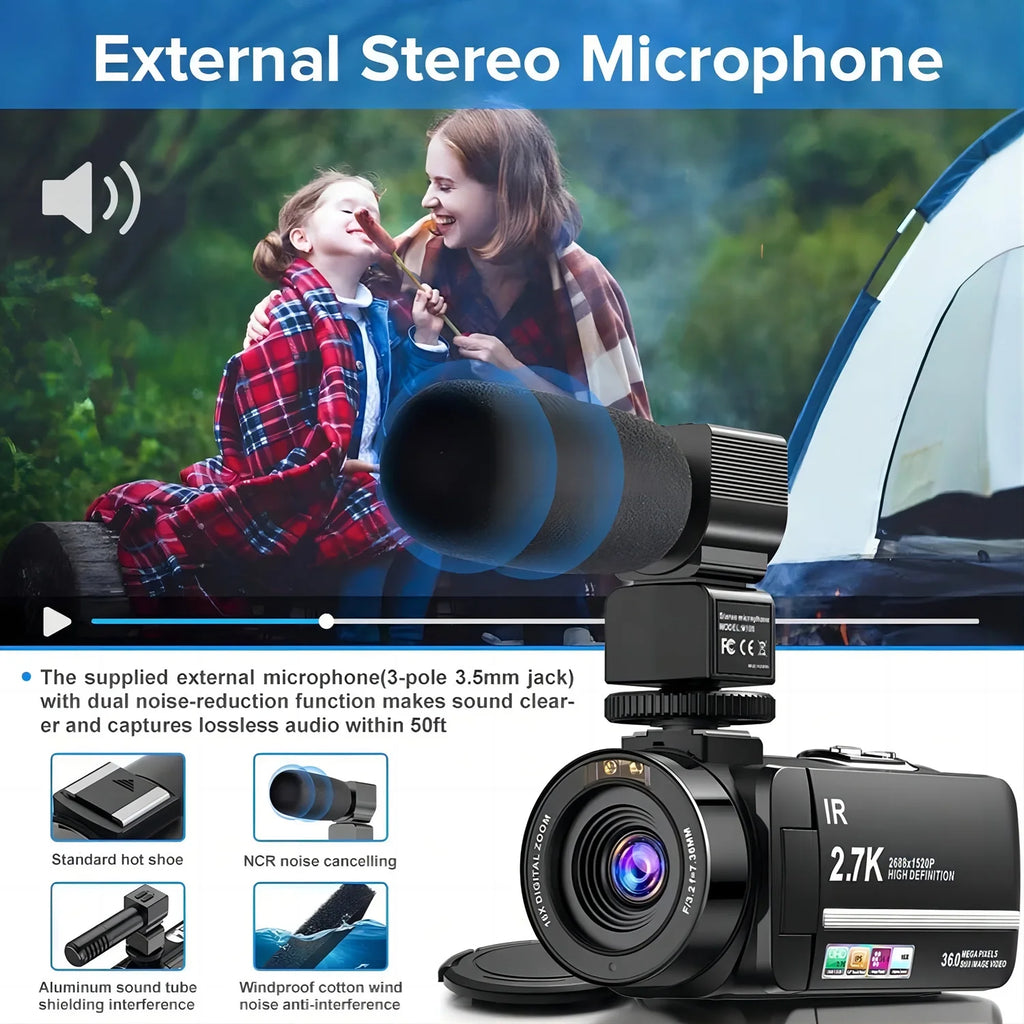 Videocámara 4K Para Youtube Vlogging Cámara Digital IPS 48MP 16X Zoom Digital Grabadora