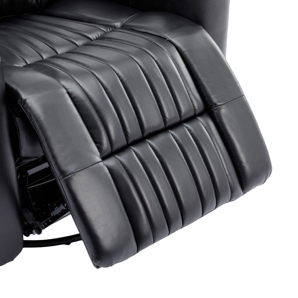 270° Power Swivel Recliner Home Theater Chair With Hidden Arm Storage, LED Light, Cup Holder, And Tray Table