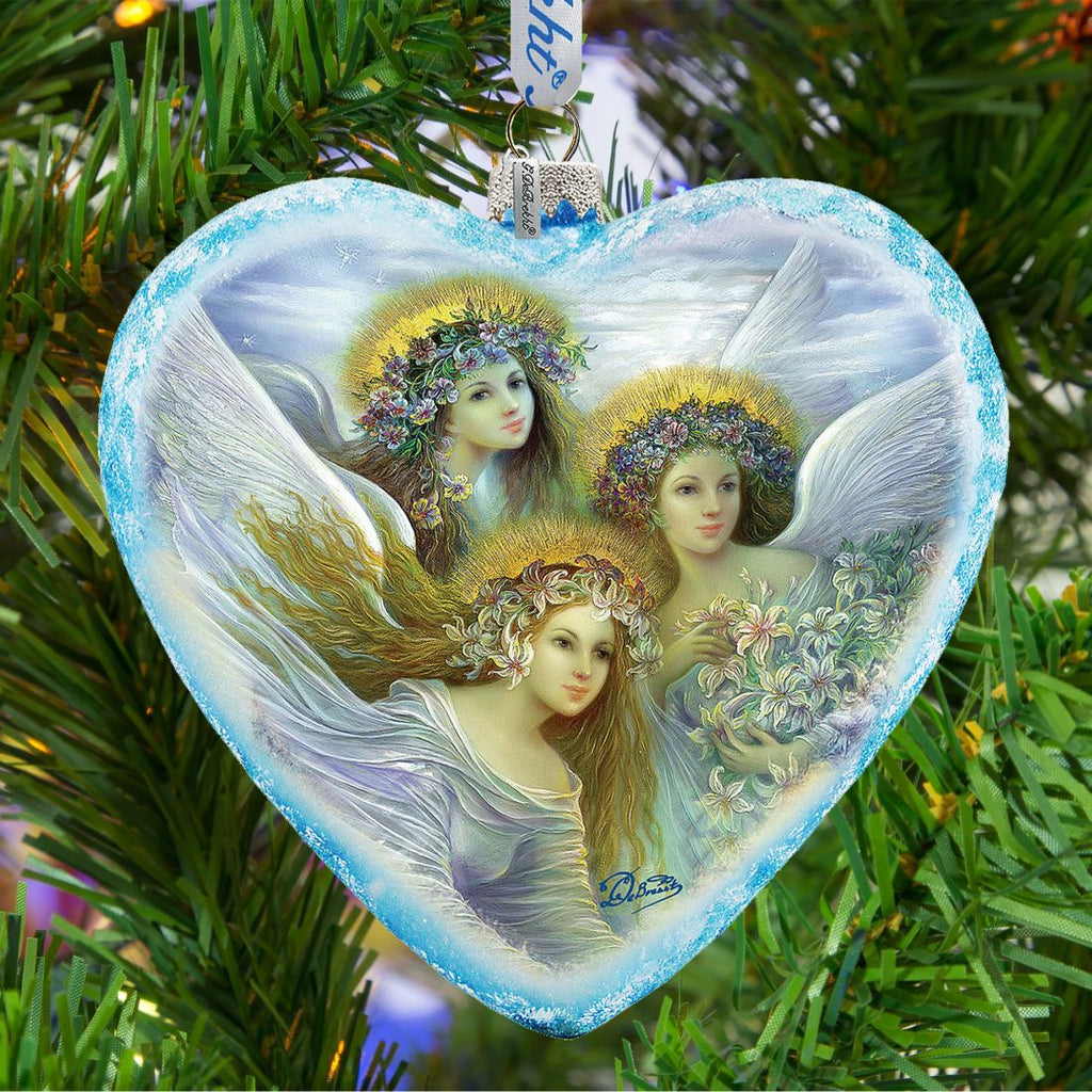 Three Angels Glass Ornament Limited Edition by Strelkina at G. DeBrekht - Nativity Holiday Decor - 738-083-ST