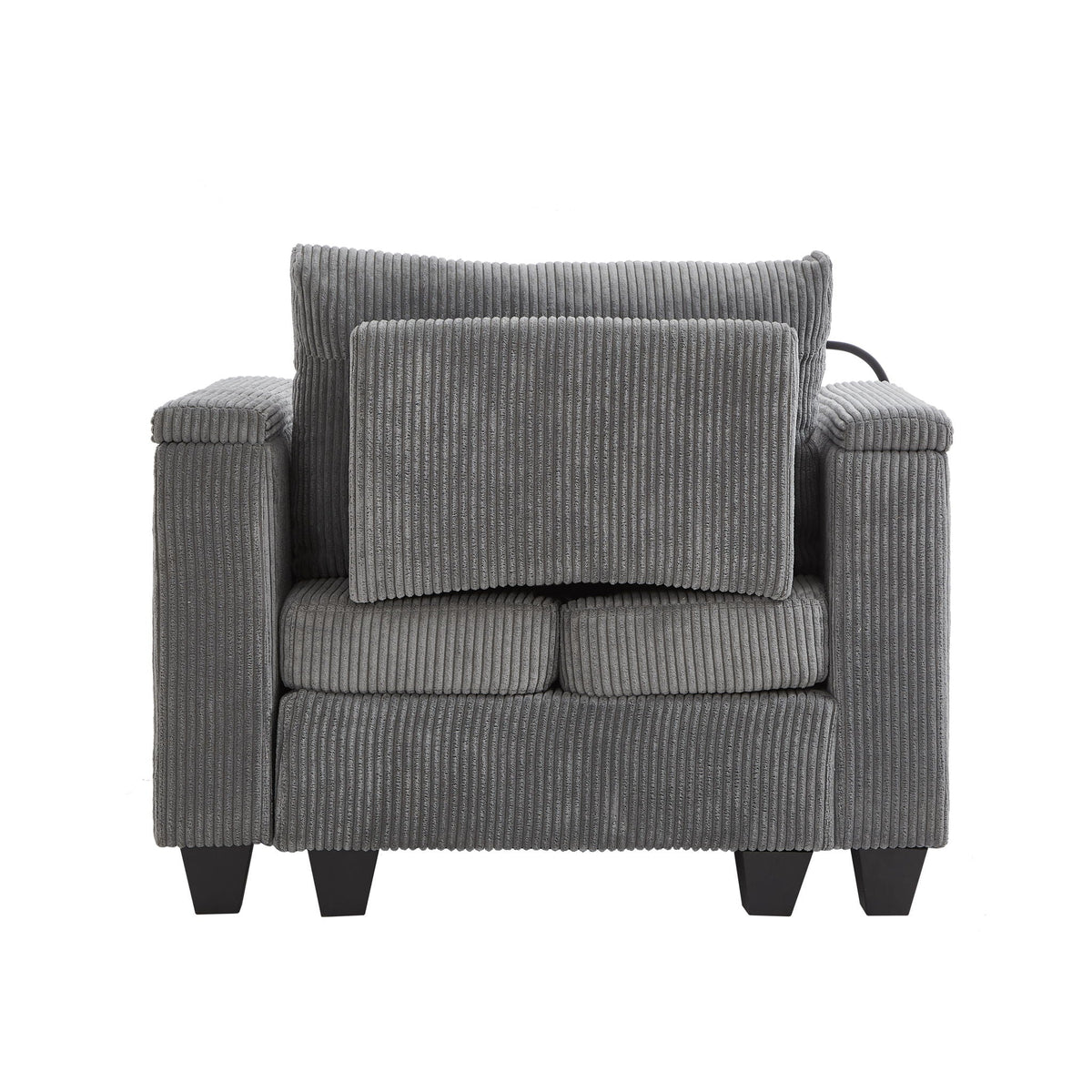 Convertible Chaise Lounge Sofa Chair With USB Ports, Cup Holders, Phone Holder And Storage