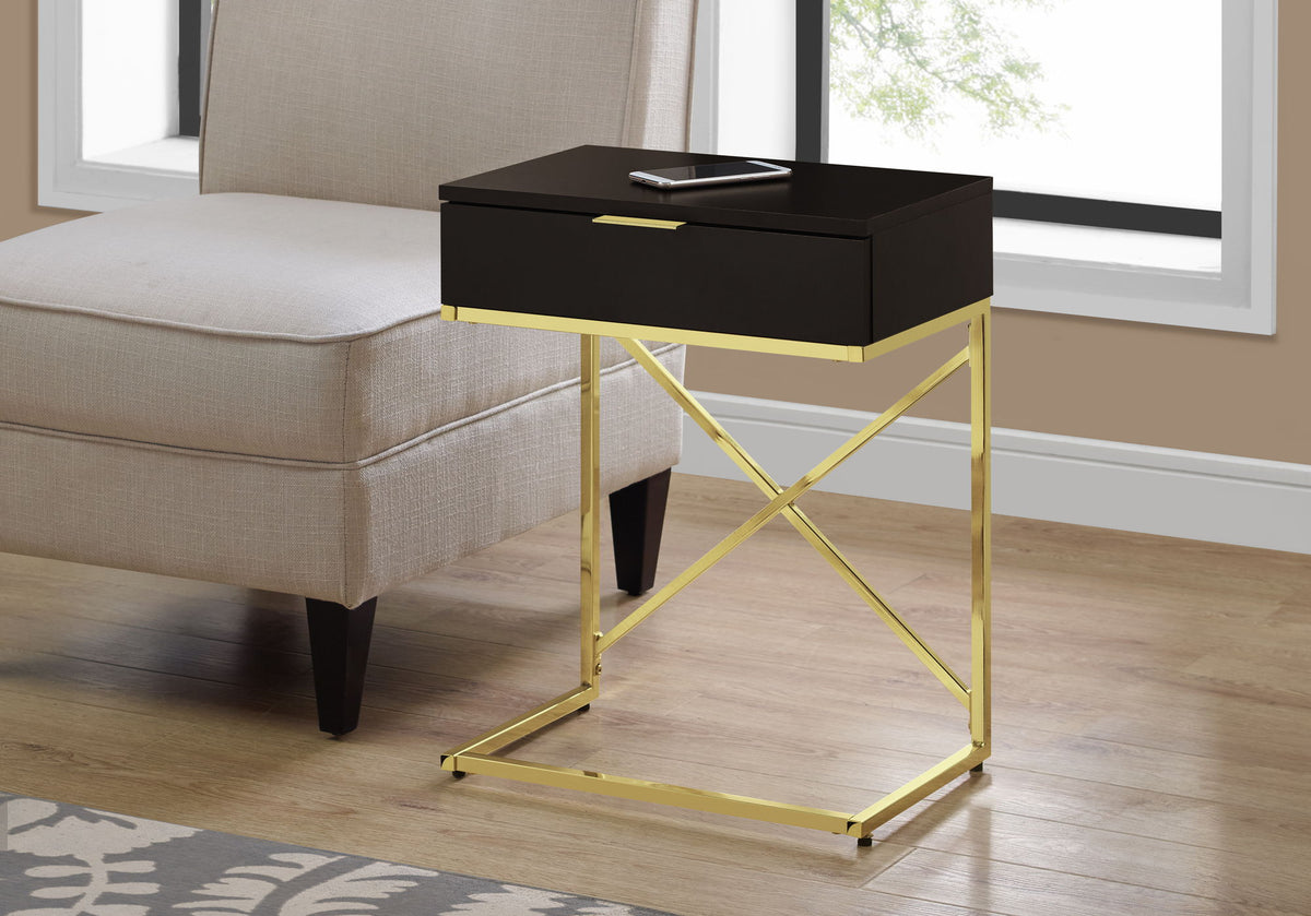 Accent Side Table with Storage Drawer, Spacious Tabletop, Contemporary Design