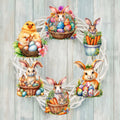 Eggs and Bunnies Clip-On Eco Wood Decorative Ornaments Set of 6 by G. Debrekht - Easter Decor - 8090057C-S6