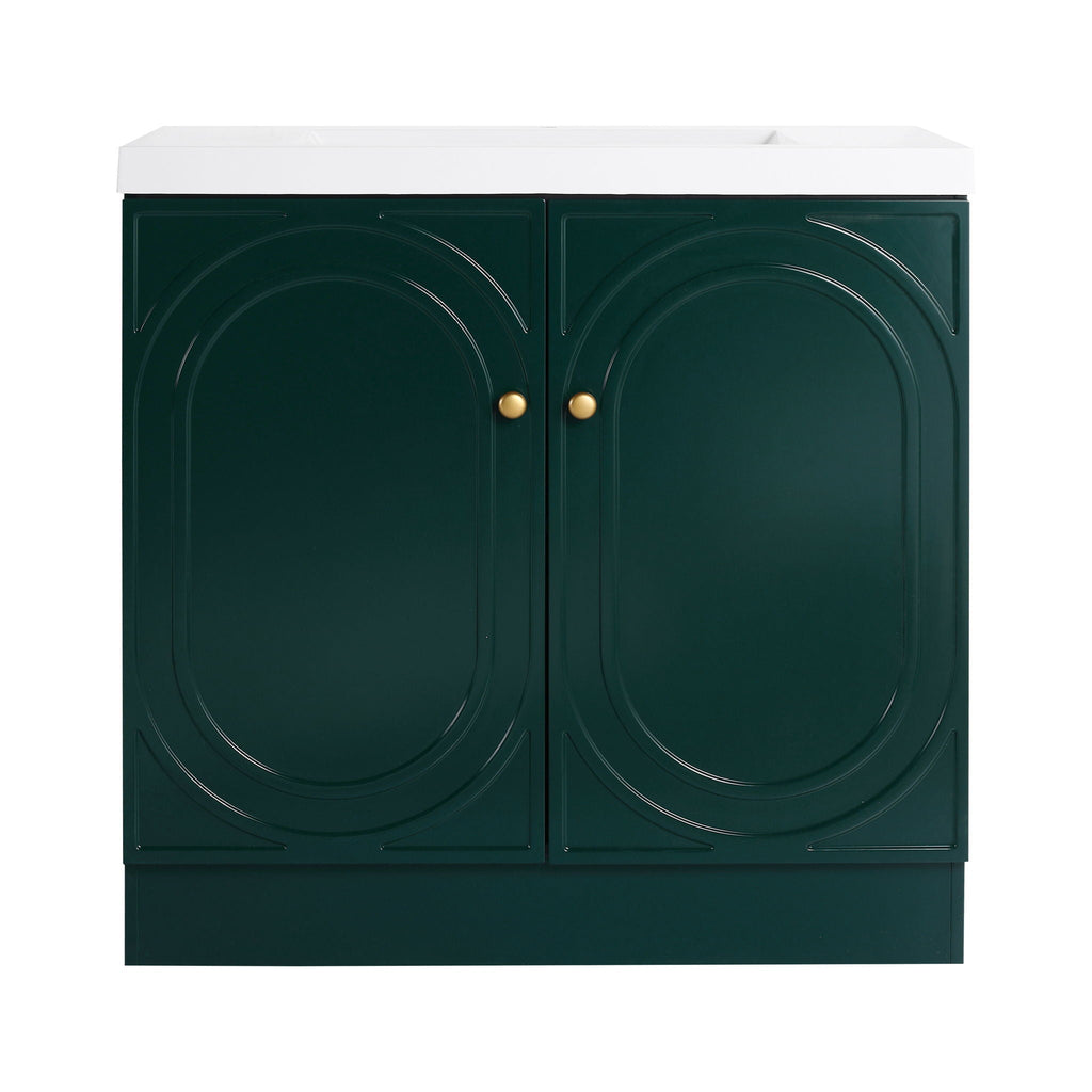 Contemporary Freestanding Bathroom Vanity With Resin Sink & Soft-Close Cabinet Doors